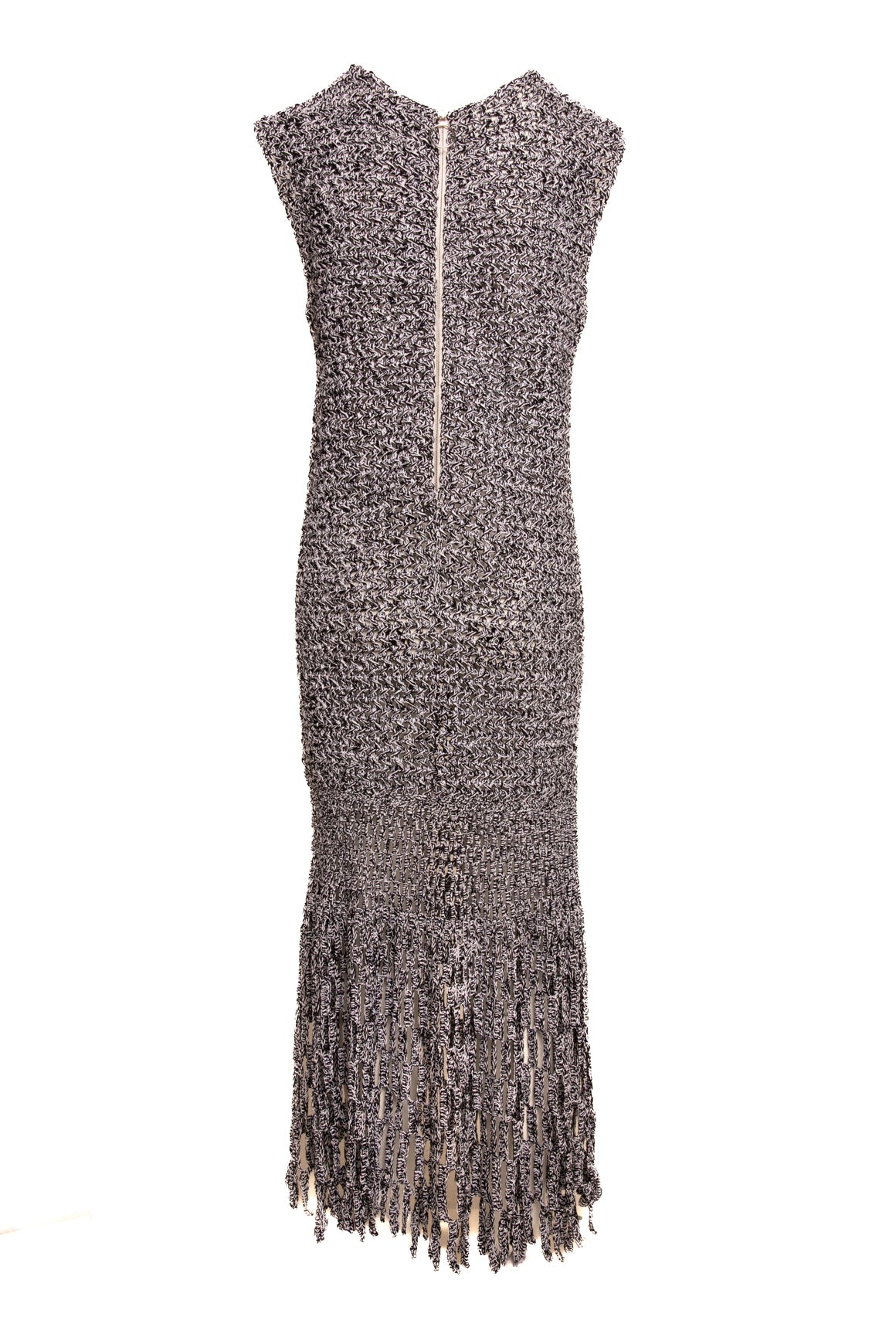 PARTOW Black & White Knit Fringe Maxi Dress (Sz. S)