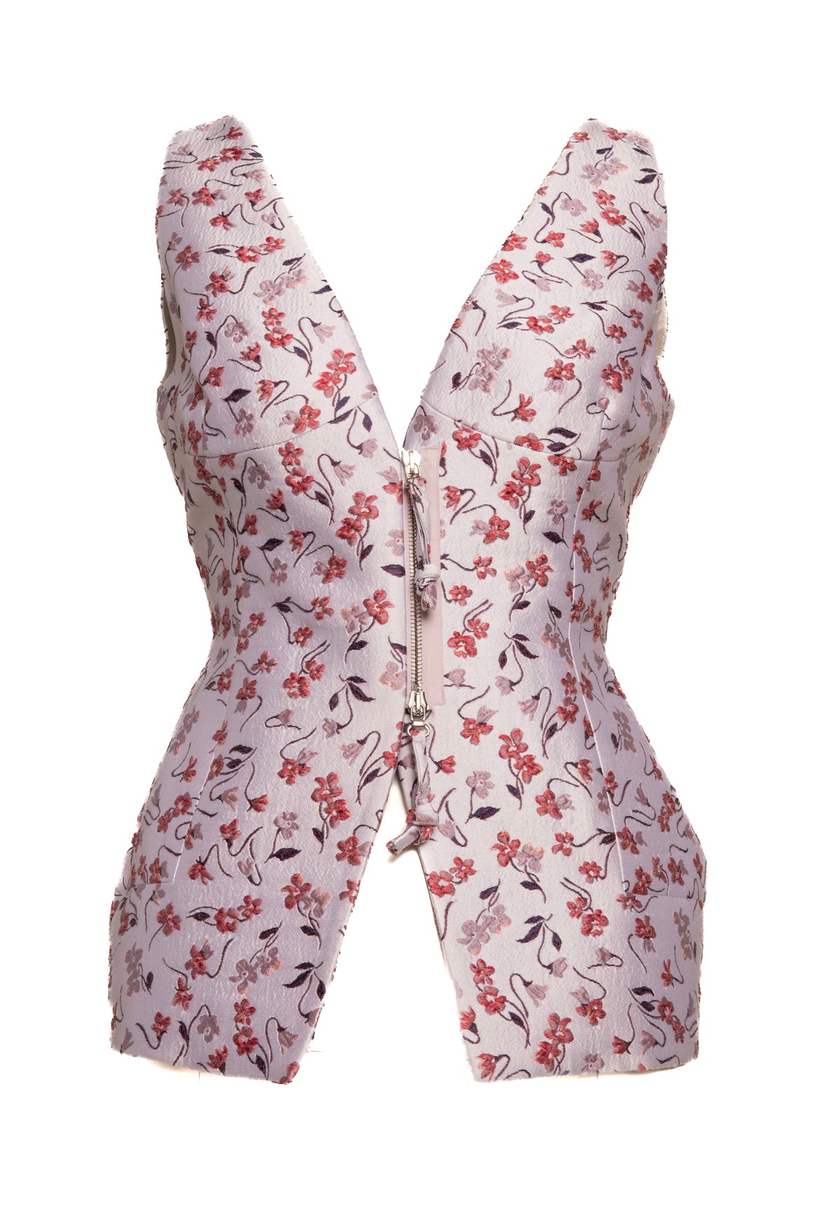 ALTUZARRA Lilac Floral Jacquard Zip Front Vest (Sz. 40/4)