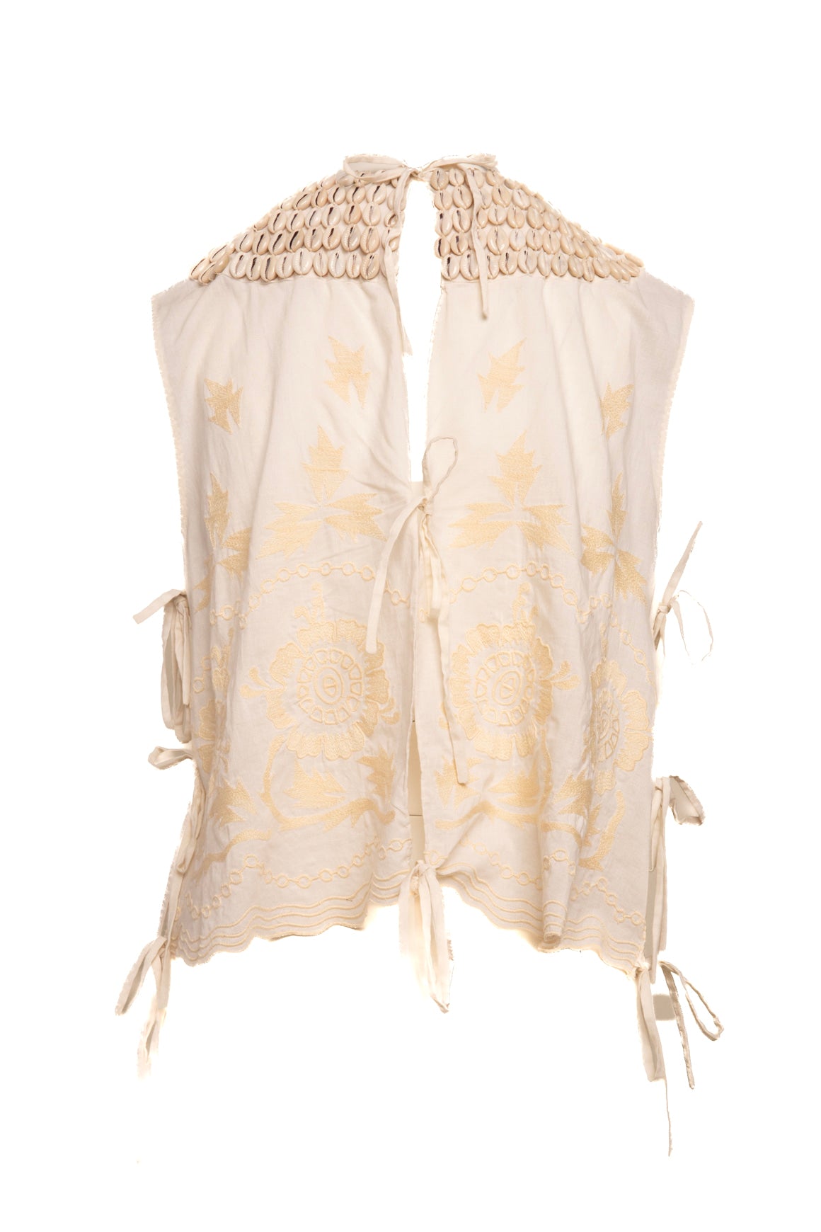 DRIES VAN NOTEN Cream Seashell + Lace Blouse (Sz. 40/4)