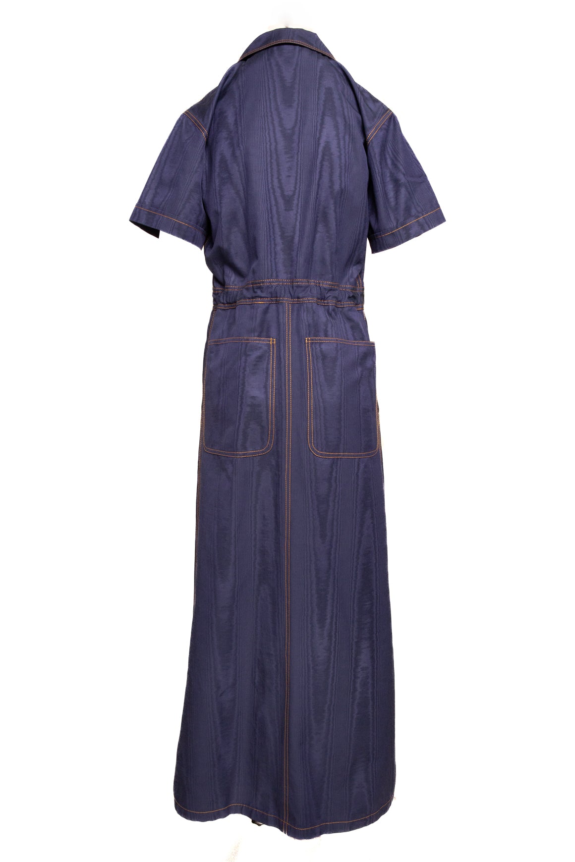 ROSIE ASSOULIN Blue Contrast Stitch Satin Maxi Dress