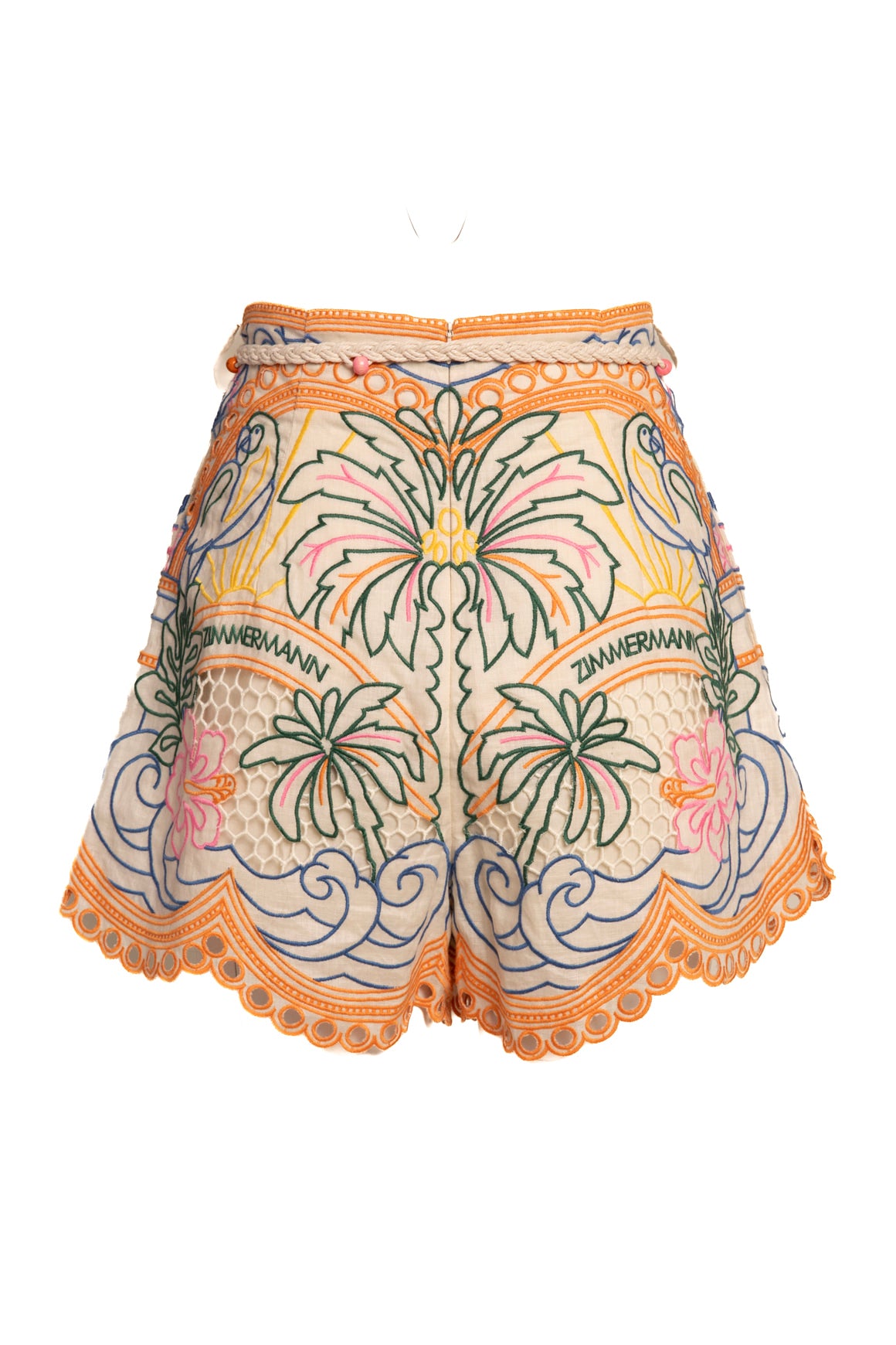 ZIMMERMANN Rainbow Tropical Embroidered Blouse & Shorts Set (Sz. 1/S)