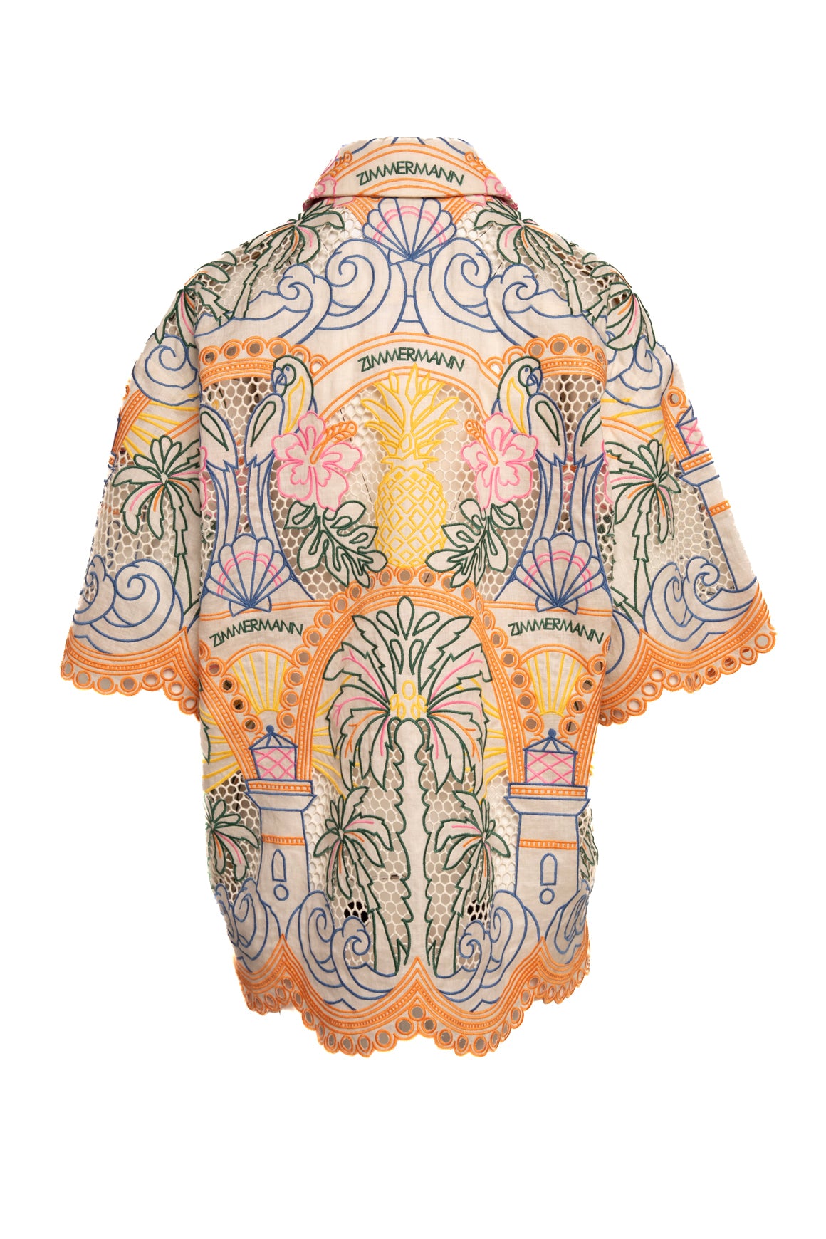 ZIMMERMANN Rainbow Tropical Embroidered Blouse & Shorts Set (Sz. 1/S)