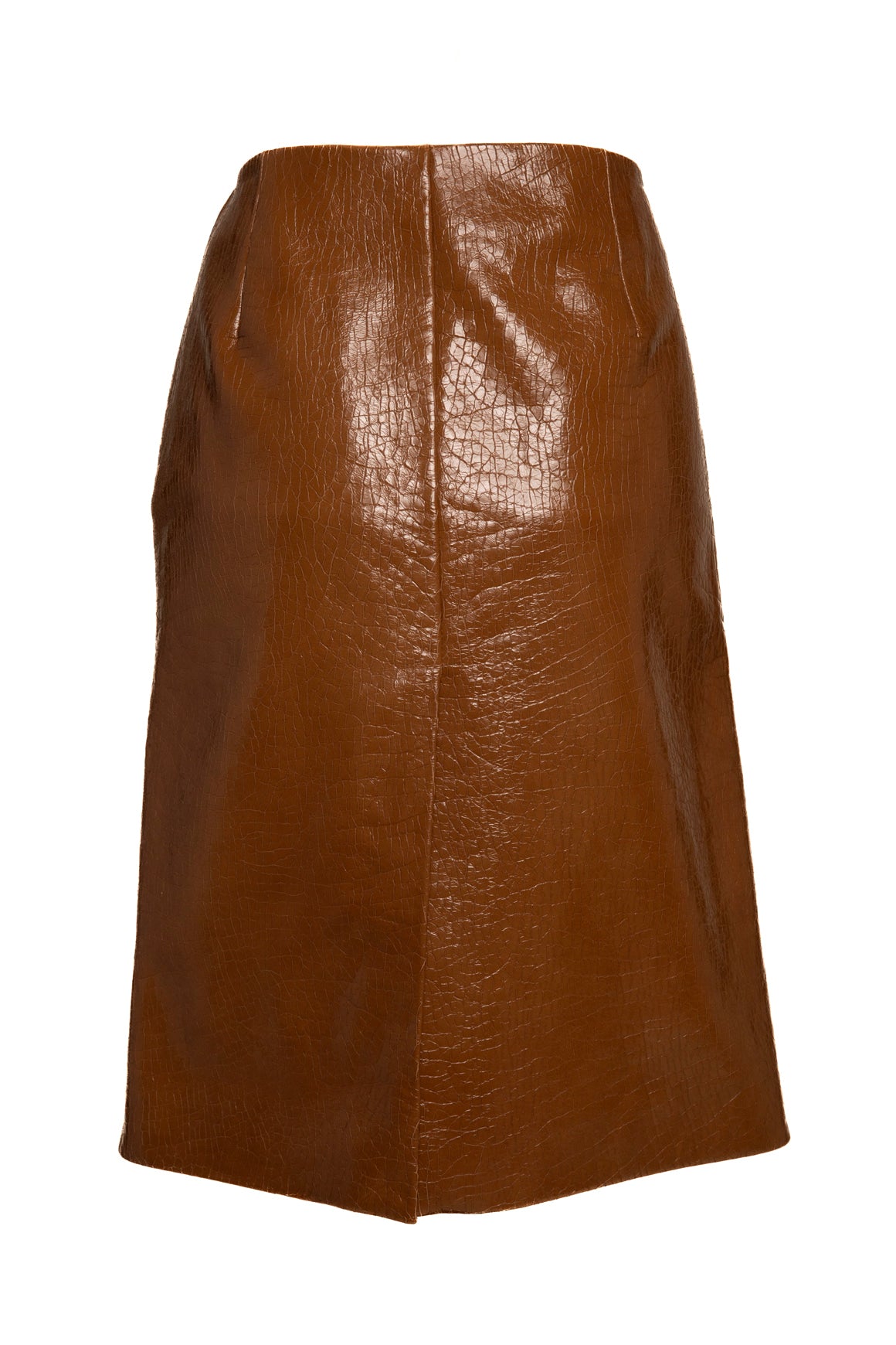 GUCCI Tan Crocodile Embossed Midi Skirt (Sz. 42/6)