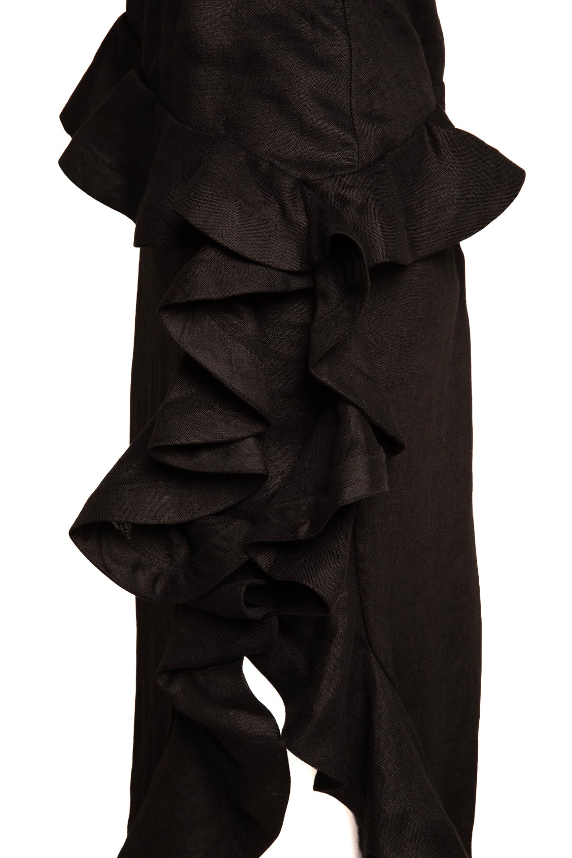 ZIMMERMANN Black Linen Ruffle Midi Dress (Sz. 8)
