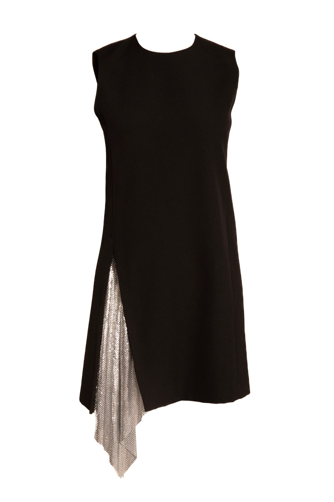 VERSACE Black Wool Chainmail Detail Mini Dress (Sz. 40/4)