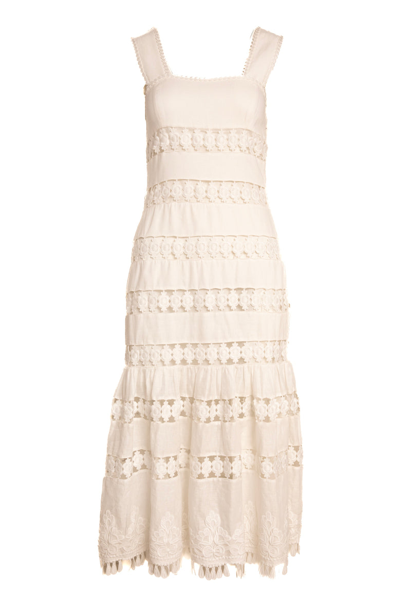 ZIMMERMANN White Crochet Cut Out Maxi Dress (Sz.1/S)