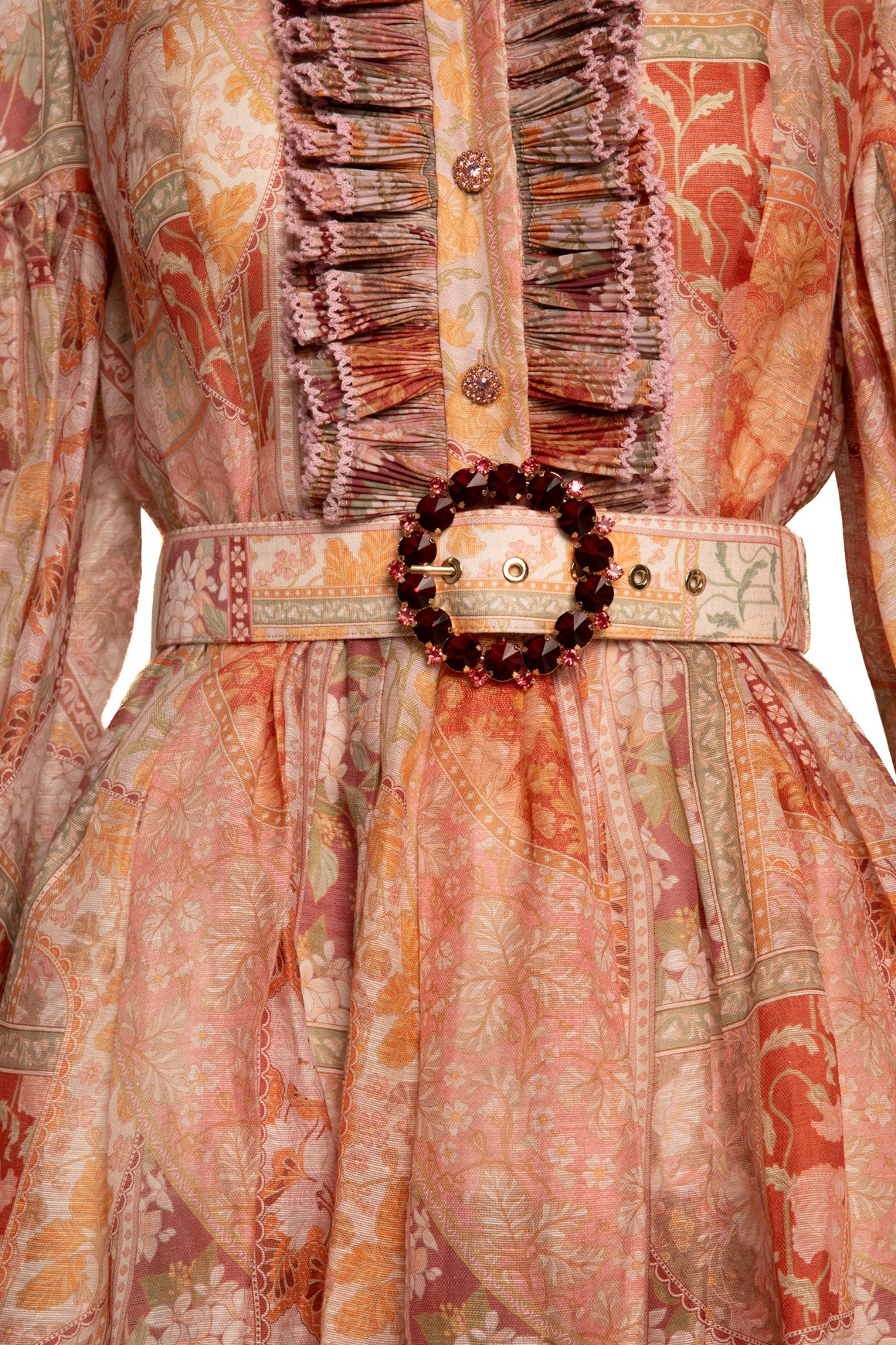 ZIMMERMANN Pink Paisley Linen Ruffle Front Dress (Sz. 2/M)