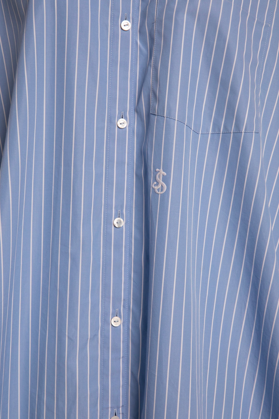 JIL SANDER Blue & White Tunic Button Blouse (Sz. 34/2)