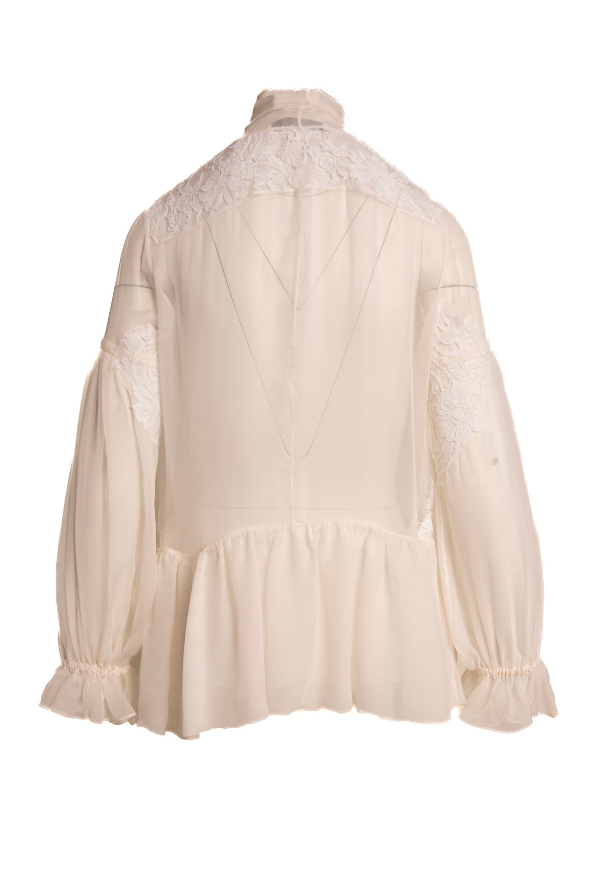 GIVENCHY White Sheer Silk Blouse (Sz. S)