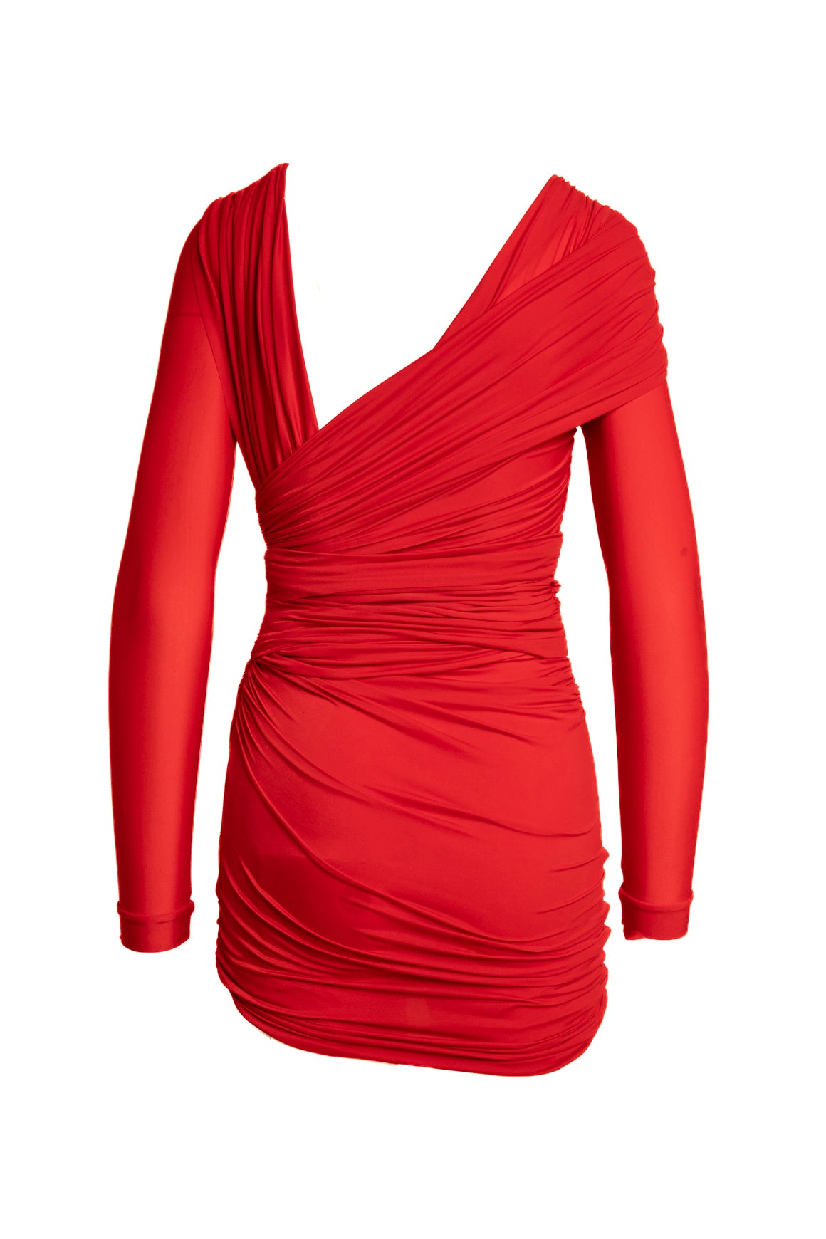 BALENCIAGA Red Ruched Bodycon Mini Dress  (Sz. 40/4)