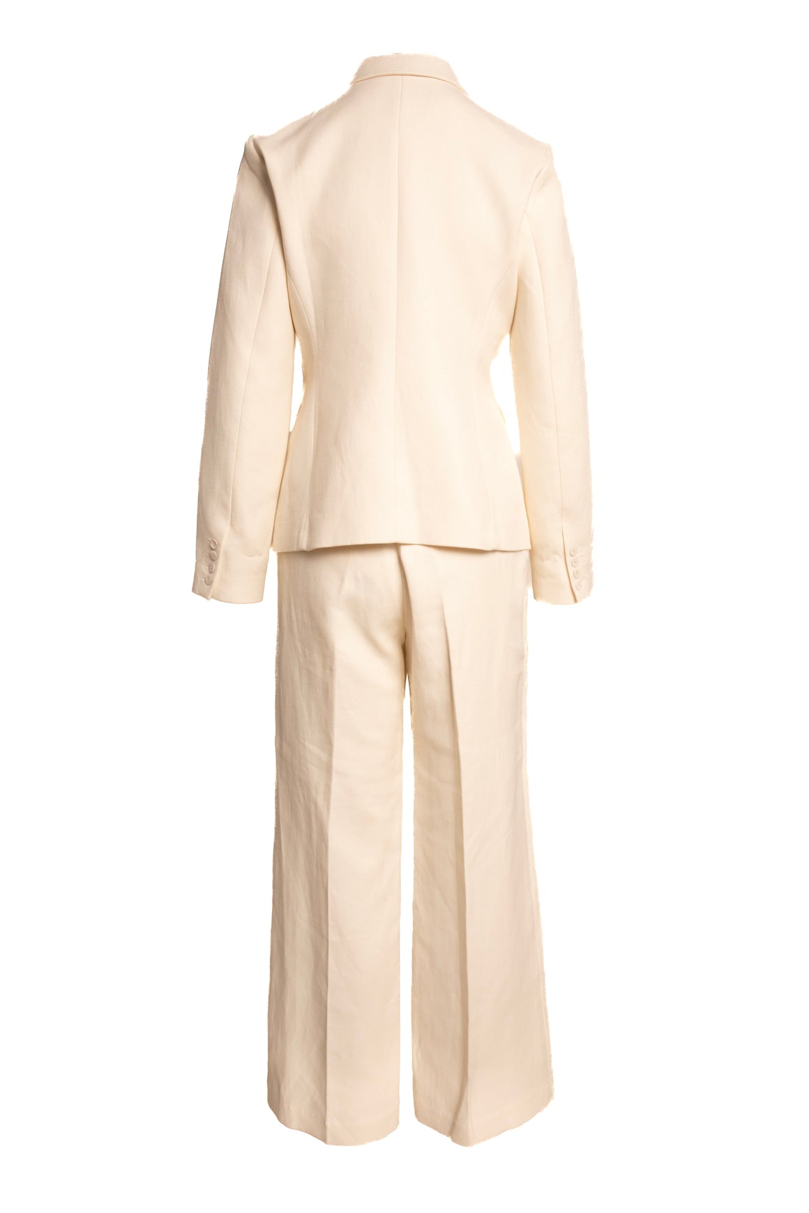 DOEN Cream Oversized Blazer & Flare Trousers Suit (Sz. M/6)