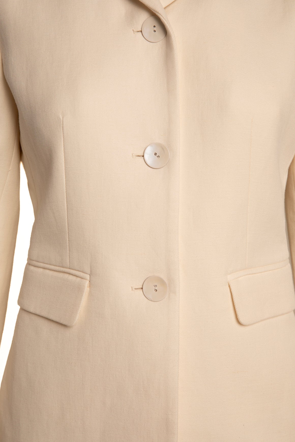 DOEN Cream Oversized Blazer & Flare Trousers Suit (Sz. M/6)