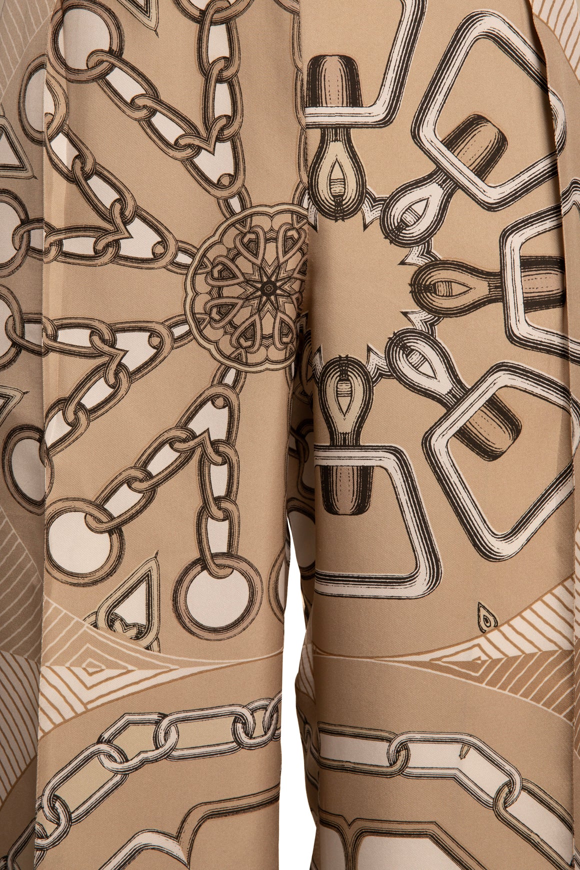 HERMES Cream Silk Print Crop Pants (Sz. 36/XS)