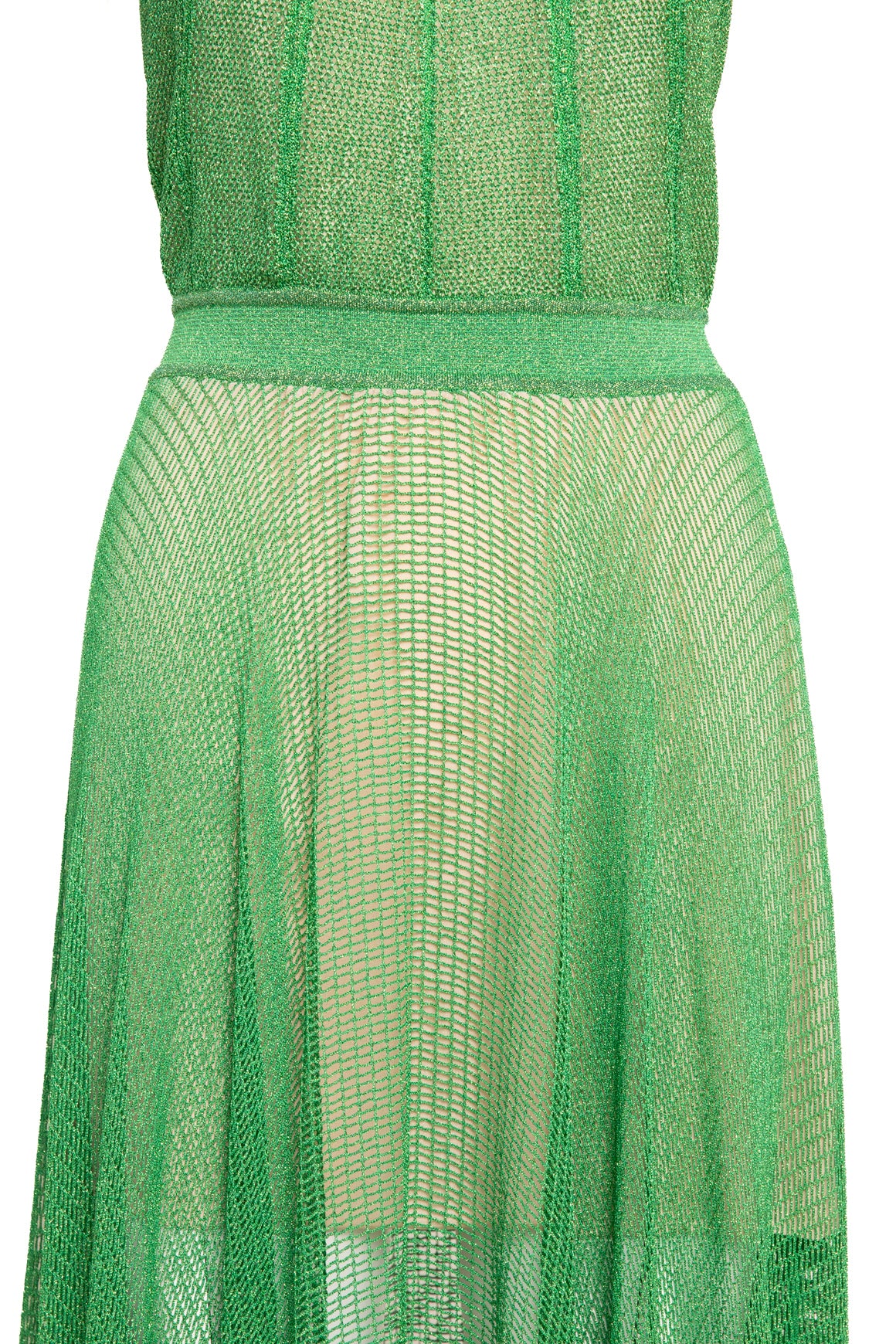 MISSONI Green Metallic Halter Maxi Dress (Sz. 42/6)