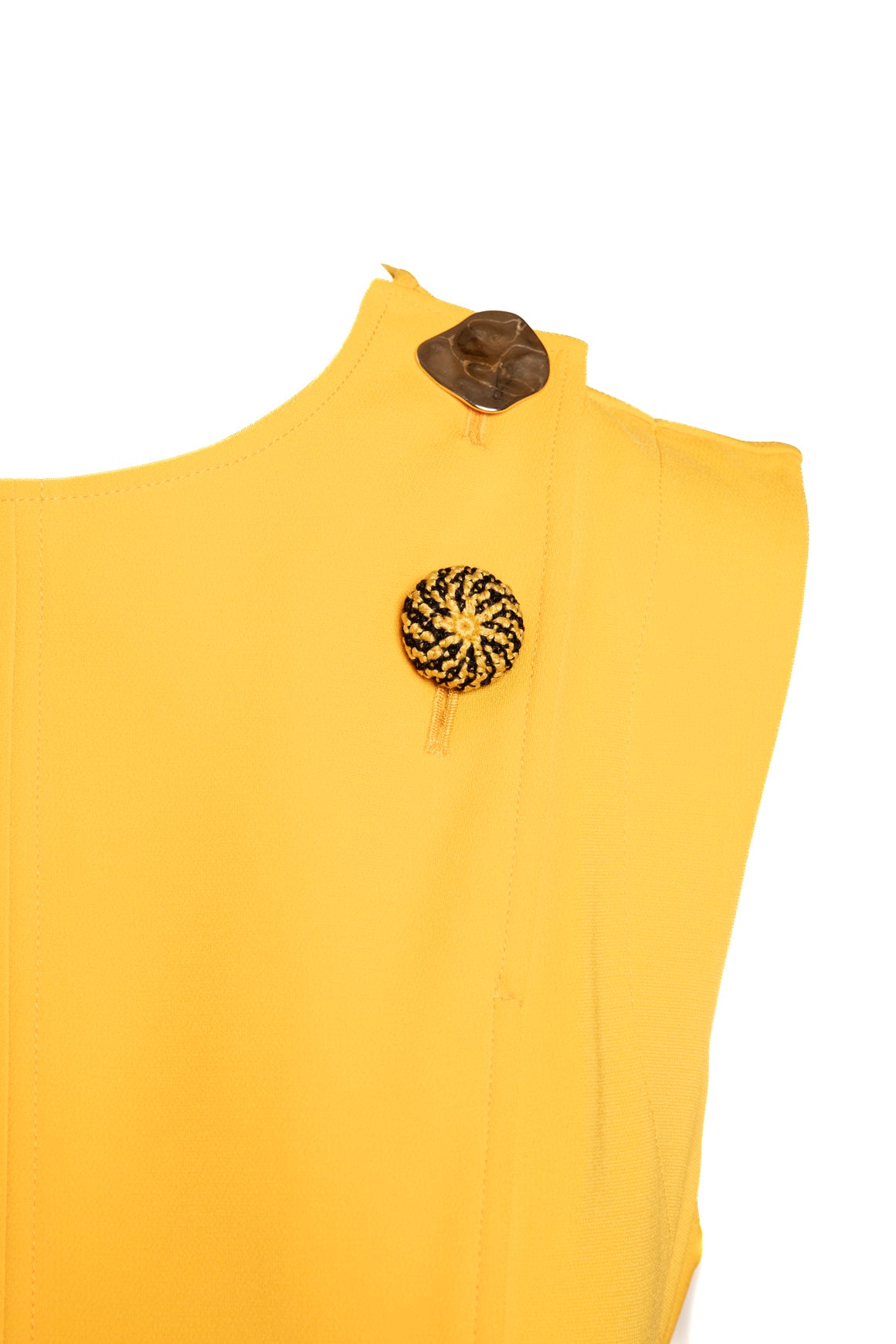 PROENZA SCHOULER Yellow Tailored Abstract Button Maxi Dress (Sz. 8)