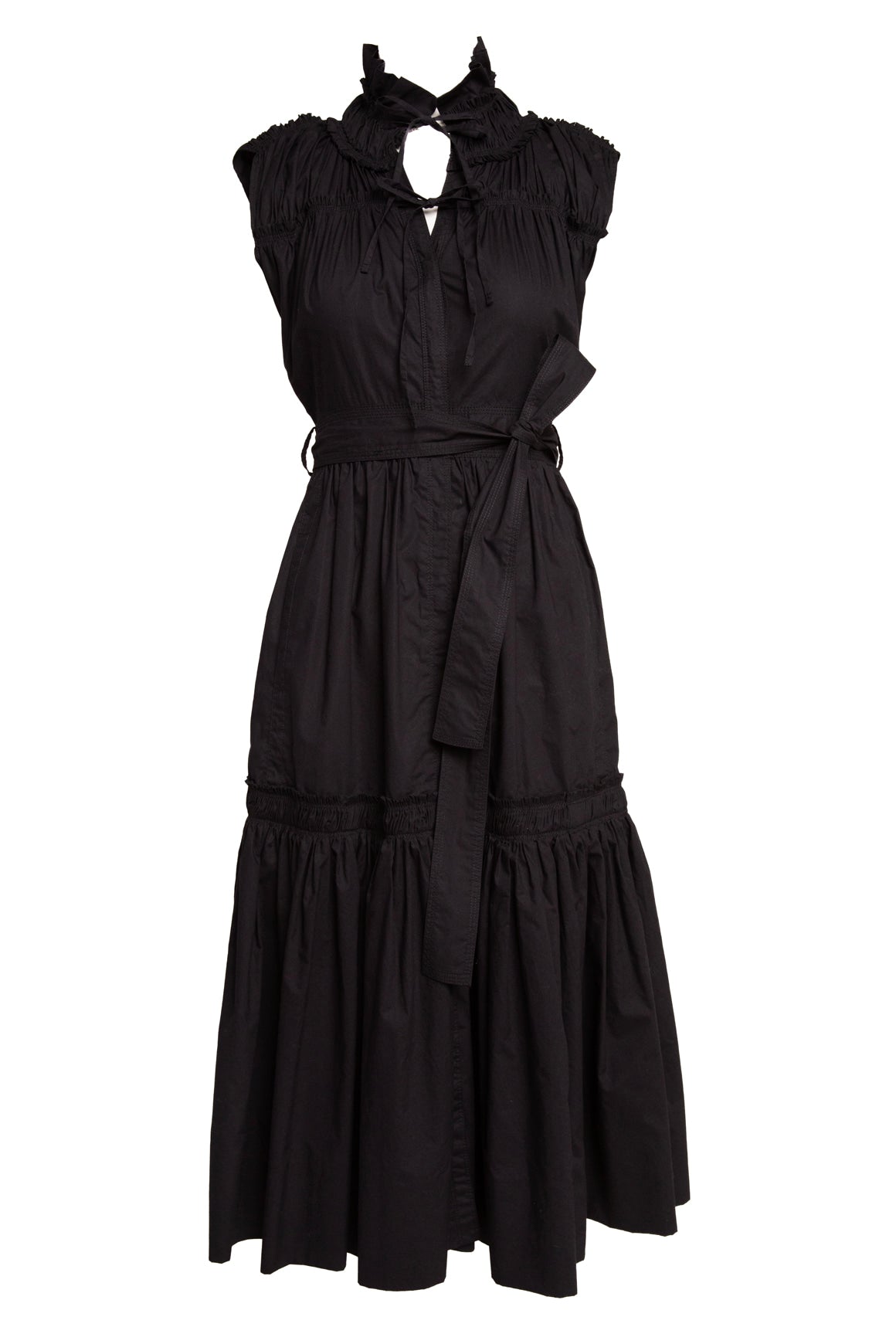 PROENZA SCHOULER Black Ruched Belted Maxi Dress (Sz. 6)