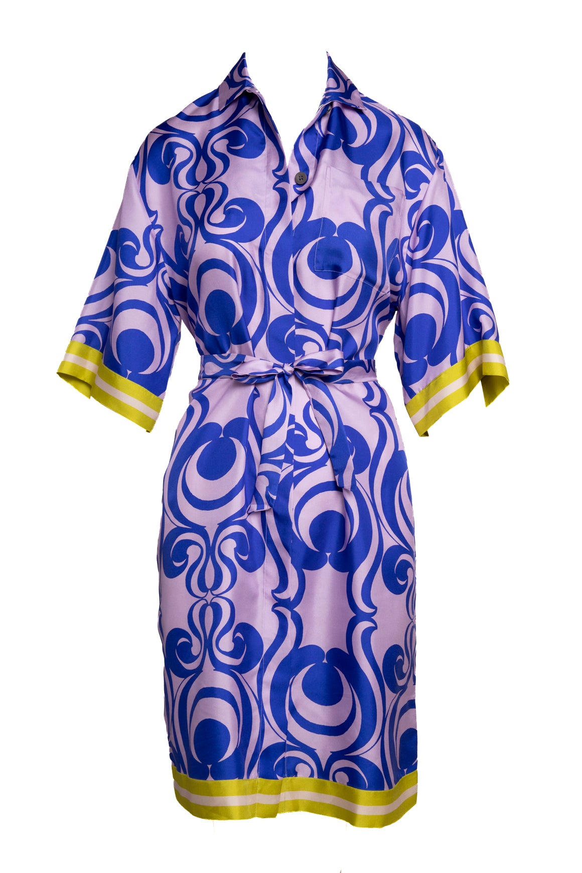 DRIES VAN NOTEN Printed Silk Shirt Dress (Sz. S)