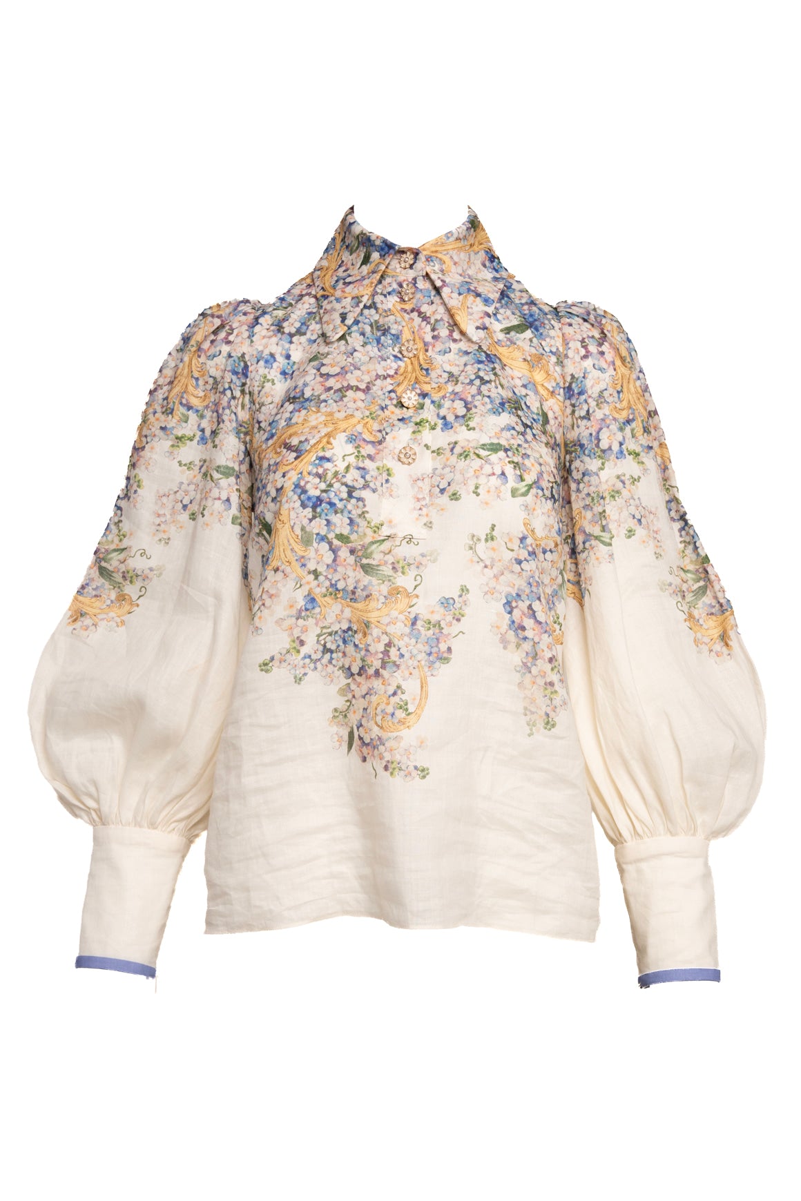 ZIMMERMANN Floral Top With Flower Buttons (Sz. 1)
