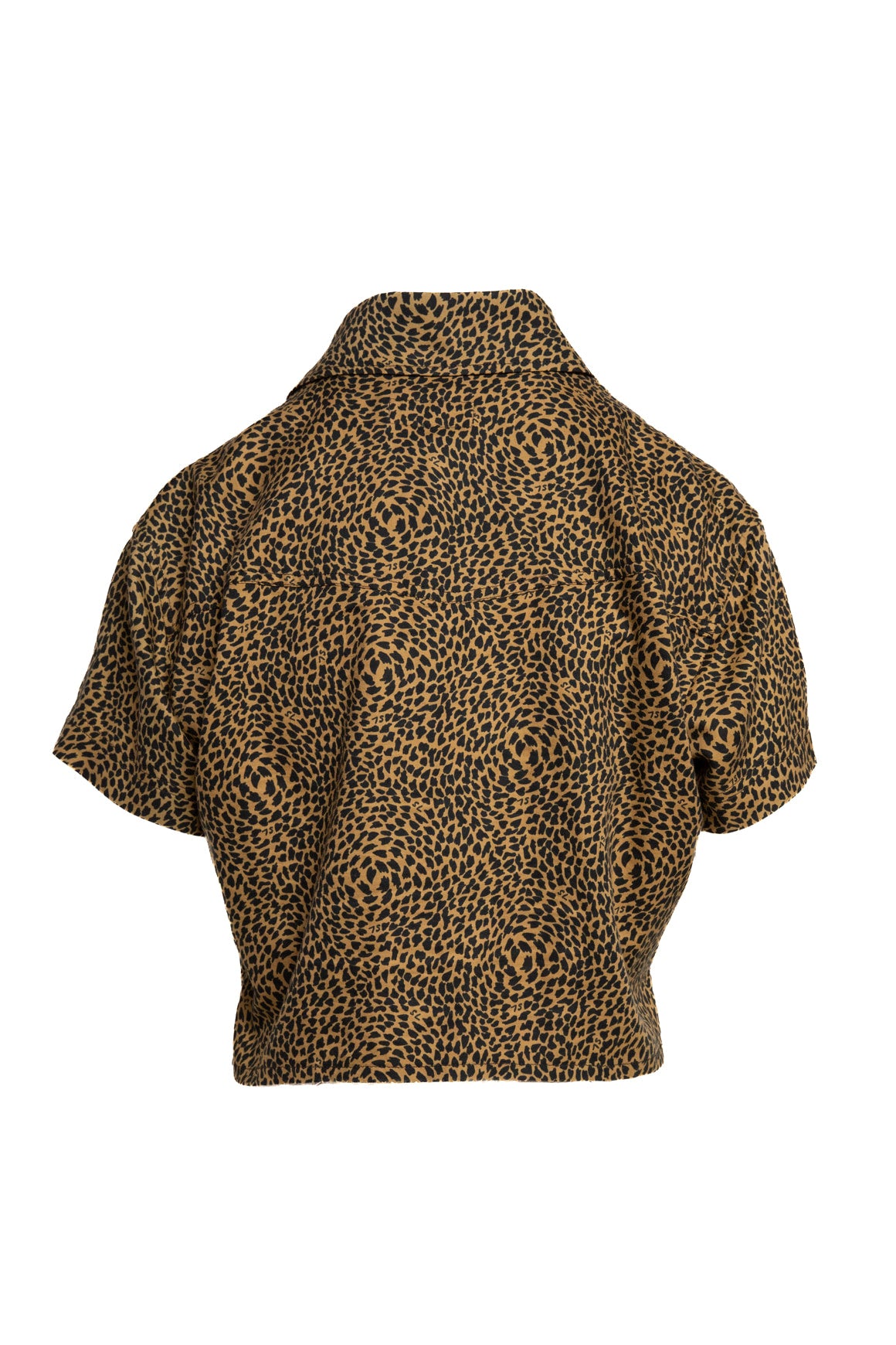 SAINT LAURENT Leopard Crop Pearl Snap Top (Sz. XS)