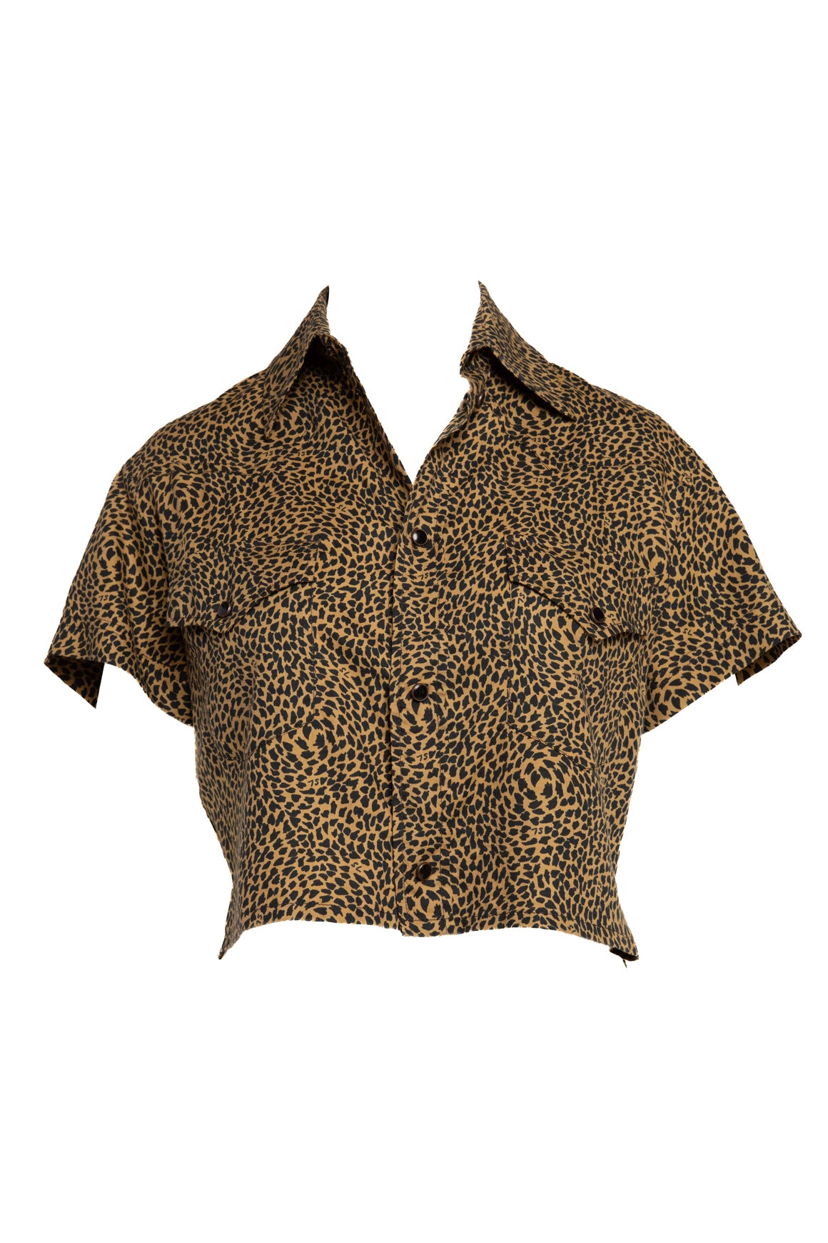 SAINT LAURENT Leopard Crop Pearl Snap Top (Sz. XS)