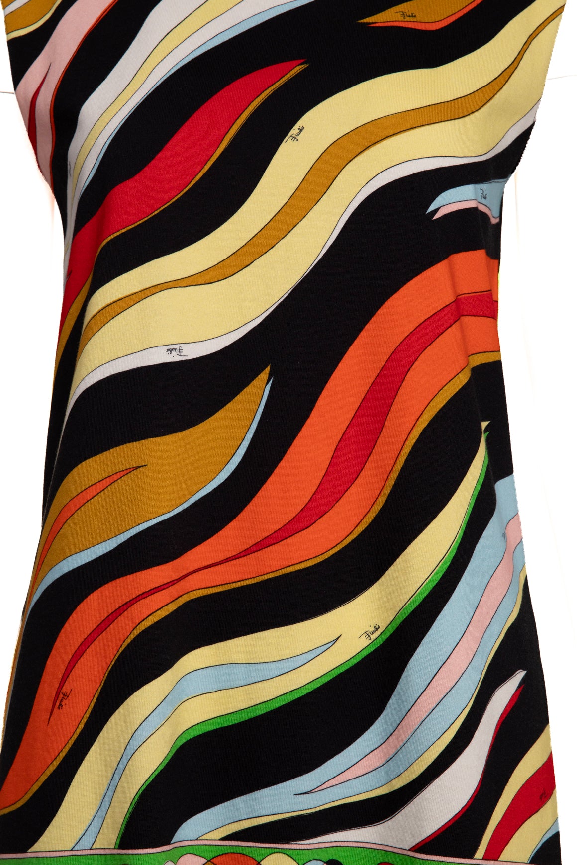 EMILIO PUCCI Rainbow Printed Fringed Mini Tee Dress (Sz. S)