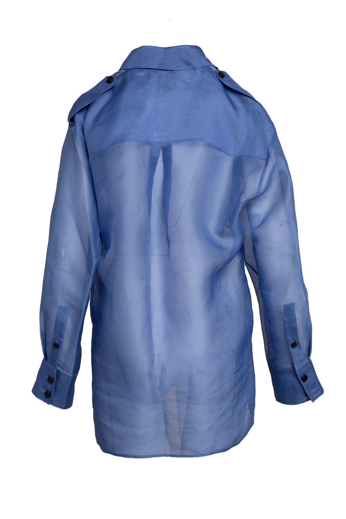 KHAITE Blue Organza Button Blouse (Sz. S)