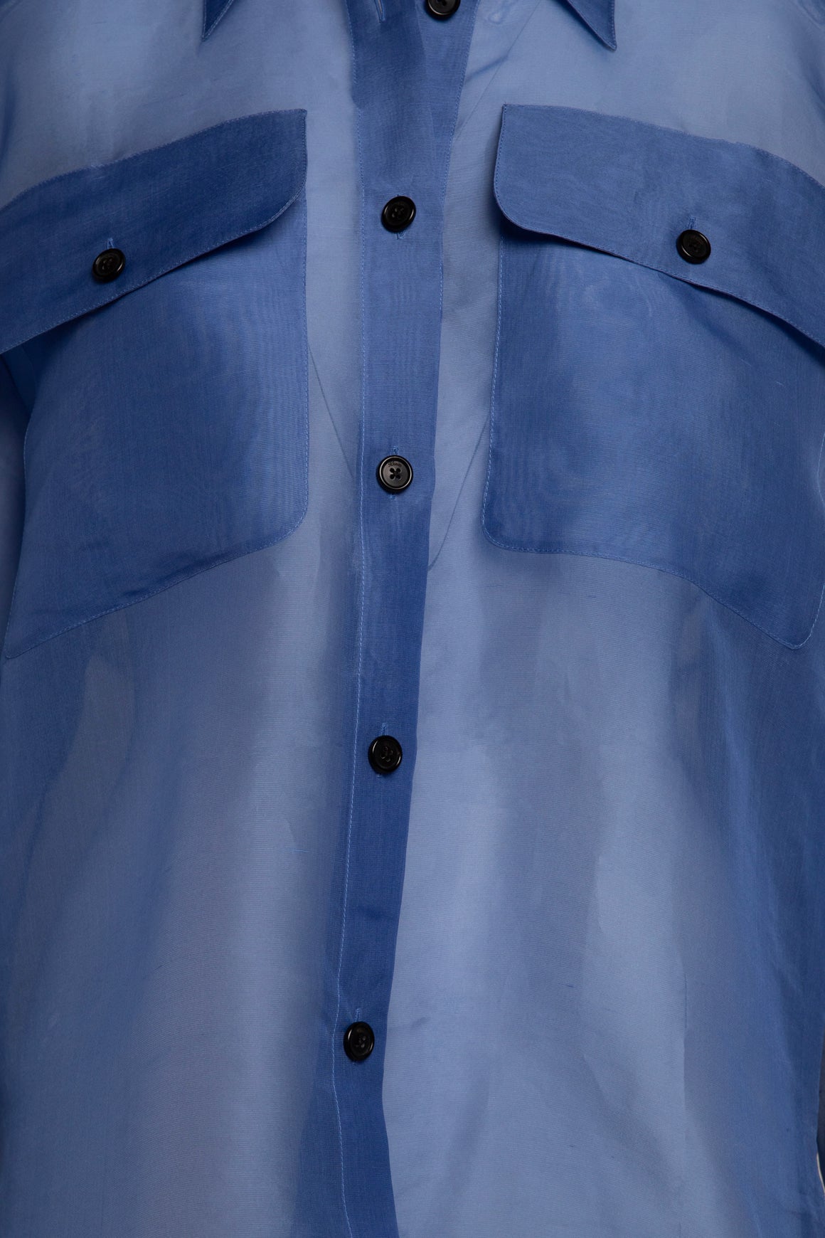 KHAITE Blue Organza Button Blouse (Sz. S)