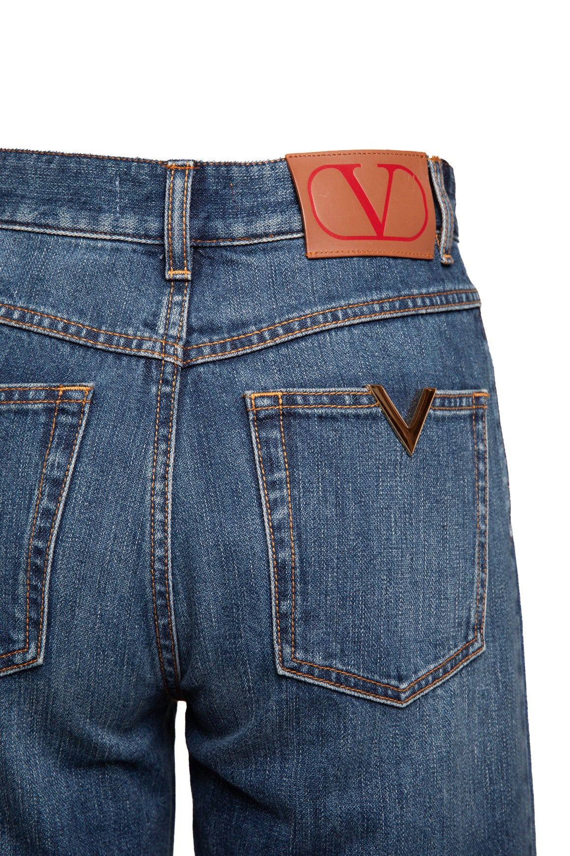 VALENTINO Wide Leg Gold V Pocket Jeans (Sz. 27)