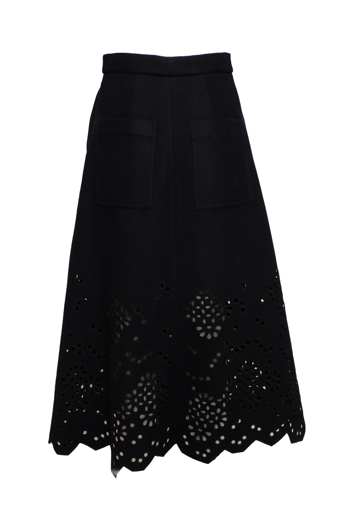 TIBI Navy Eyelet Wool Midi Skirt (Sz. 4)