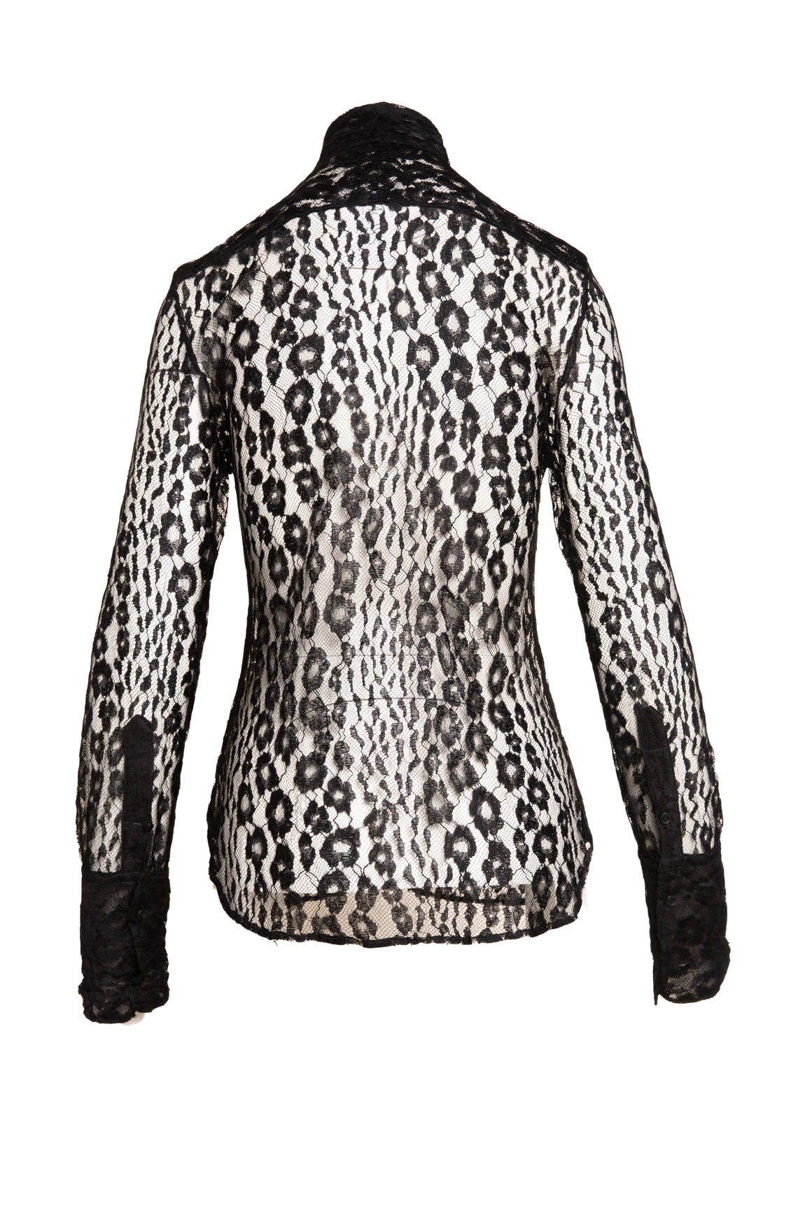 TOM FORD Tie Neck Sheer Lace Button Blouse (Sz. 40/4)