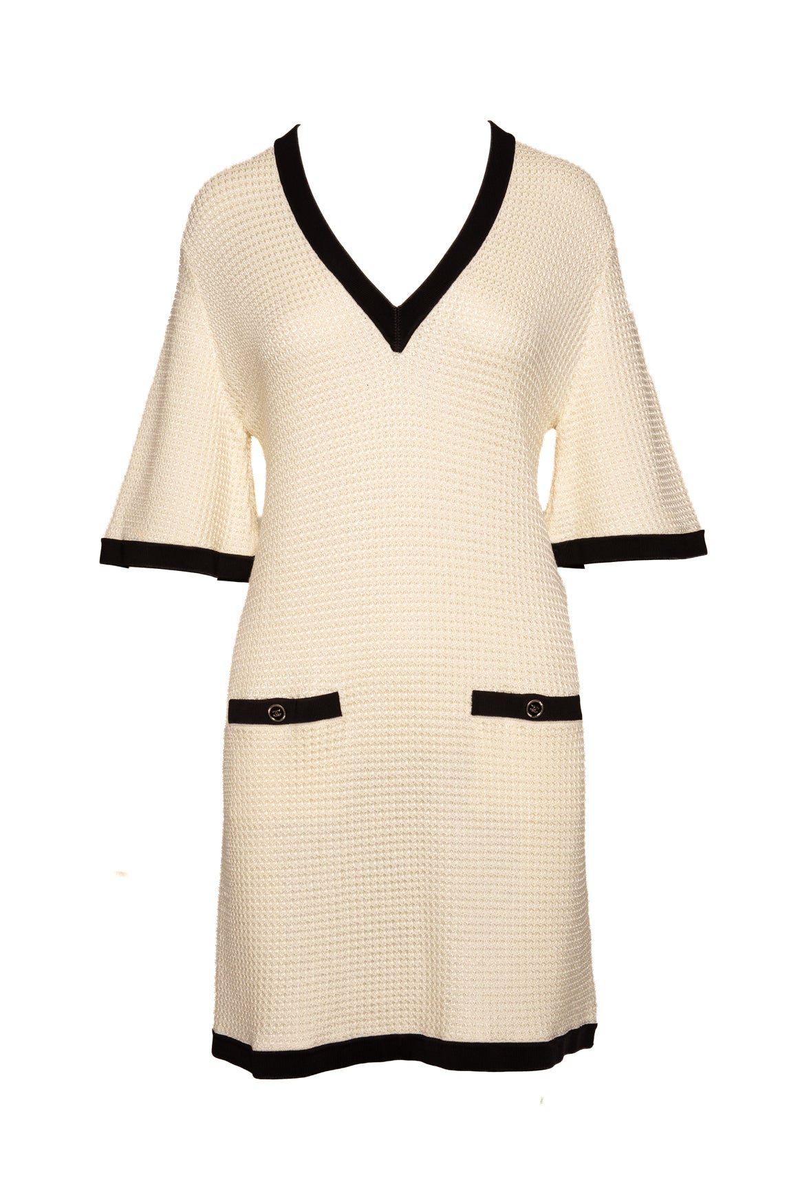 CHANEL Knit V-Neck Mini Dress (Sz. 42/10)