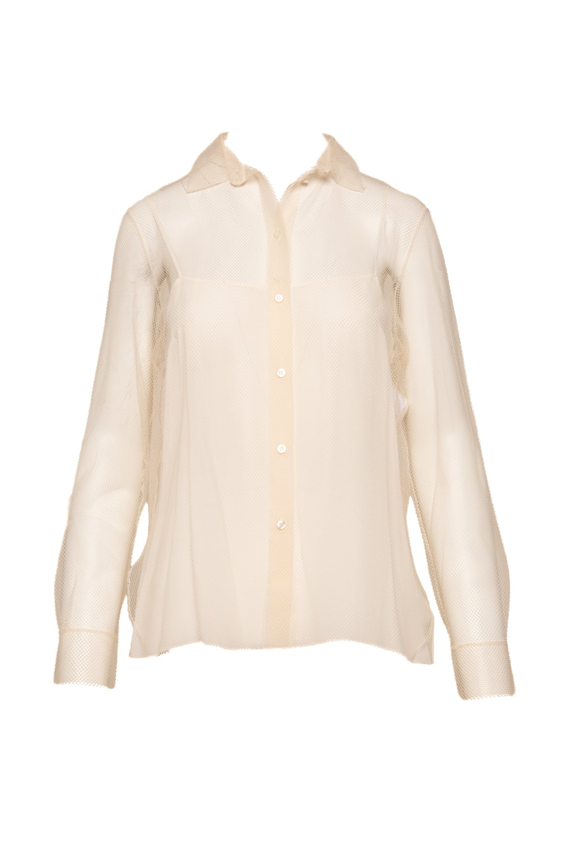 CHRISTIAN DIOR Cream Mesh Knit Blouse (Sz. 8)