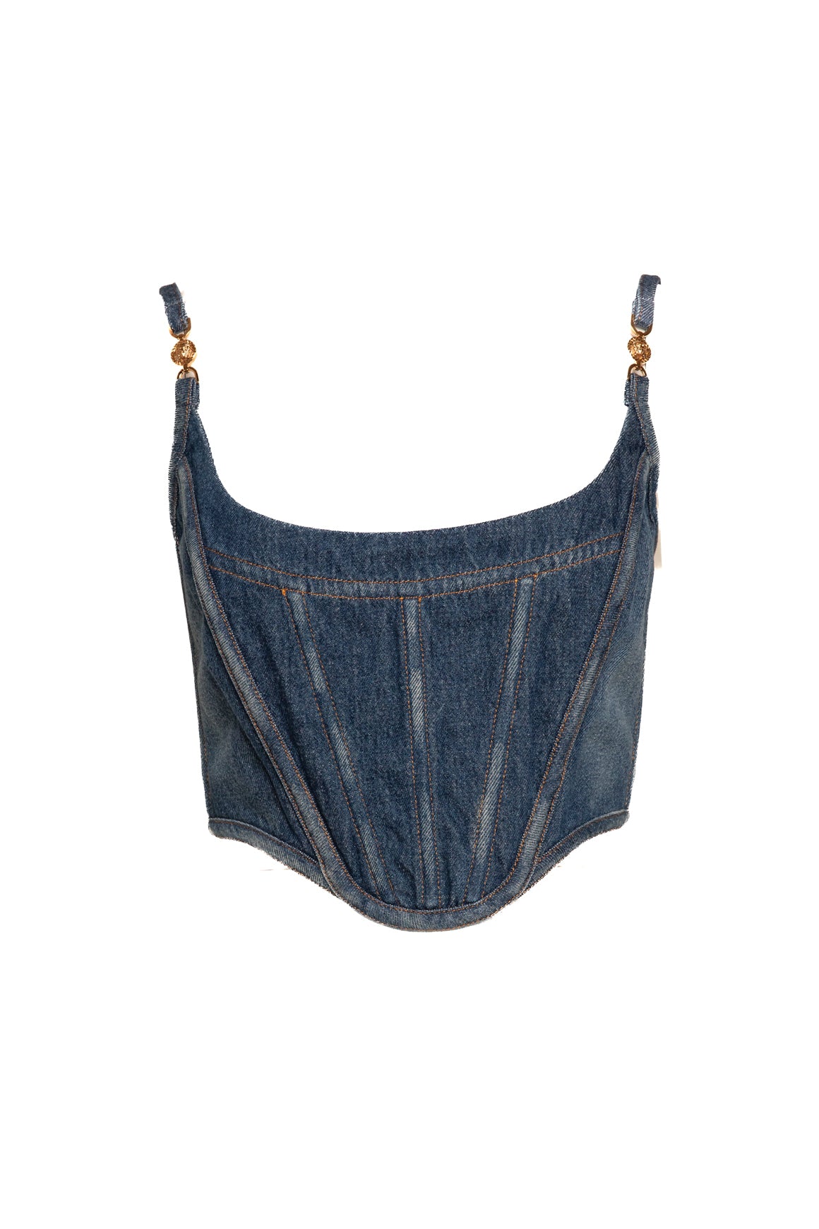 VERSACE Denim Corset Crop Tank (Sz. 42/6)