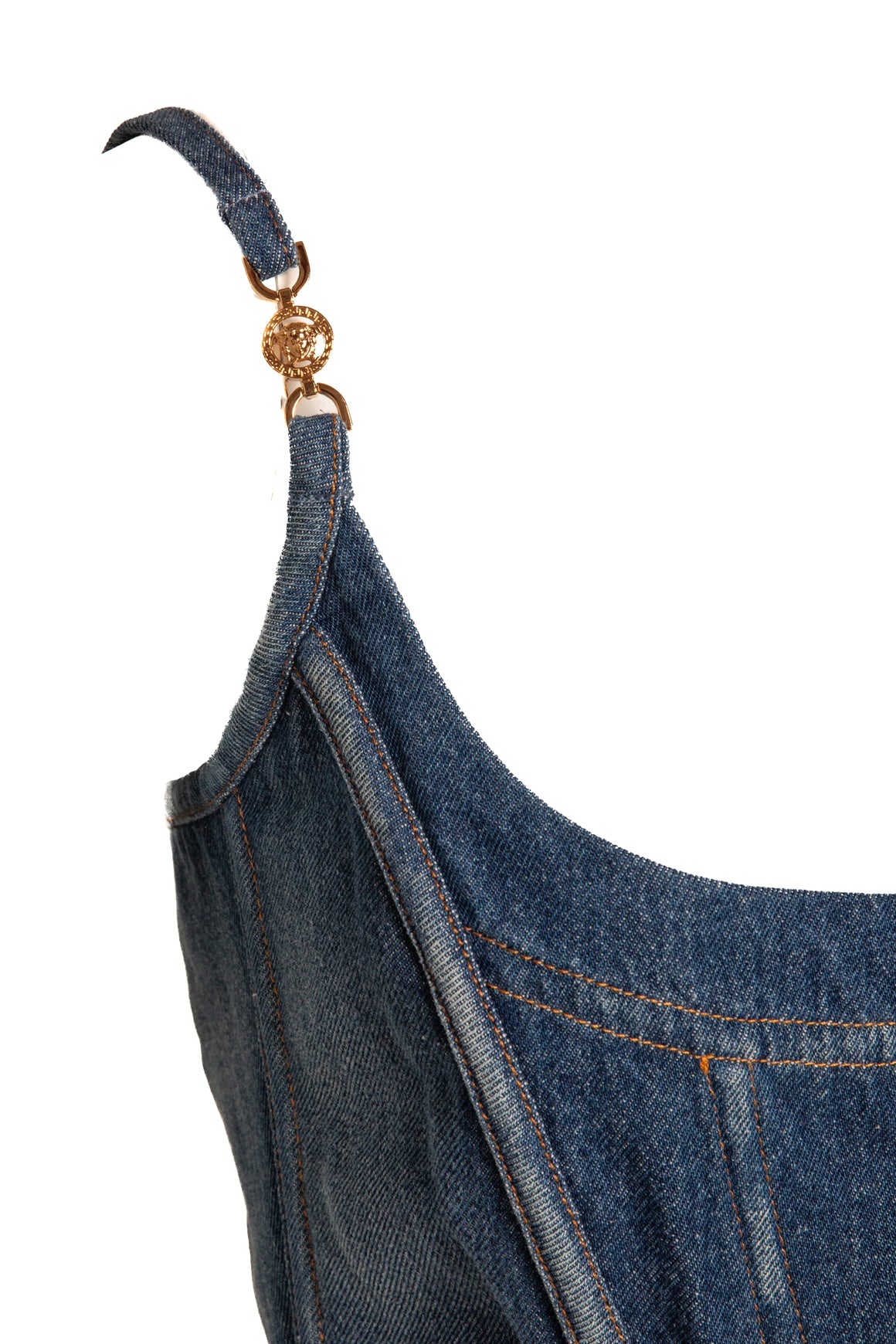 VERSACE Denim Corset Crop Tank (Sz. 42/6)