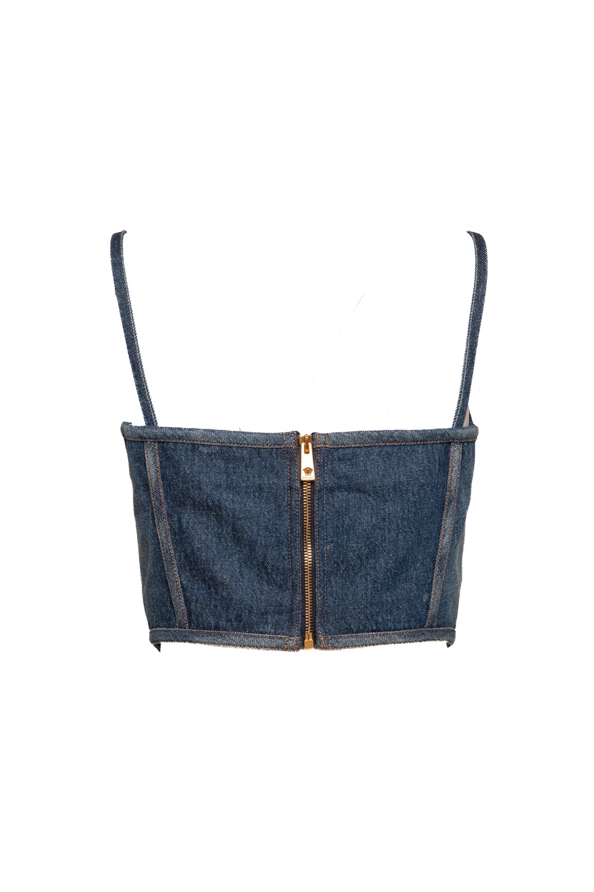 VERSACE Denim Corset Crop Tank (Sz. 42/6)