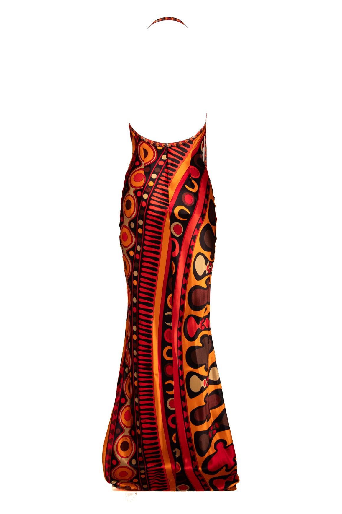 EMILIO PUCCI Orange Printed Silk Maxi Dress (Sz. 4)