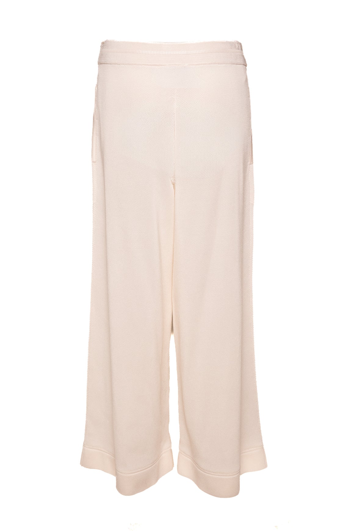 CHANEL Ivory Waffle Knit CC Drawstring Trousers (Sz. 40)