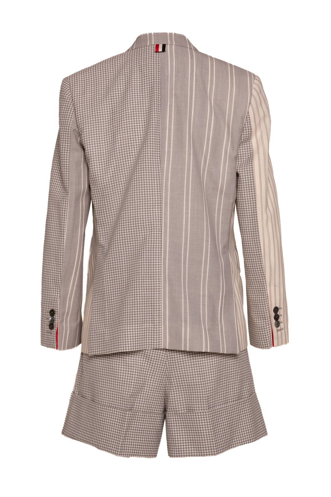 THOM BROWNE Light Grey Check Blazer & Shorts Set (Sz. 44/8)
