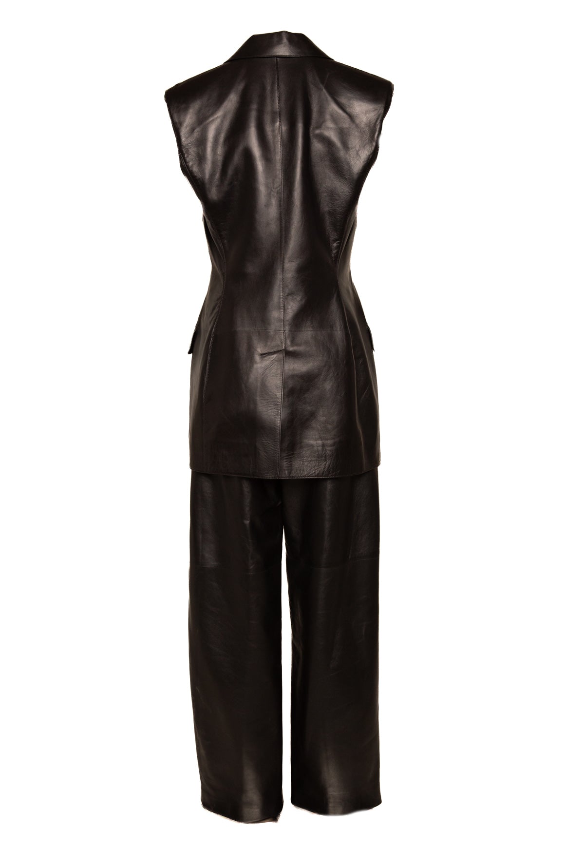 GIVENCHY Black Leather Vest & Trousers (Sz. 42/40)