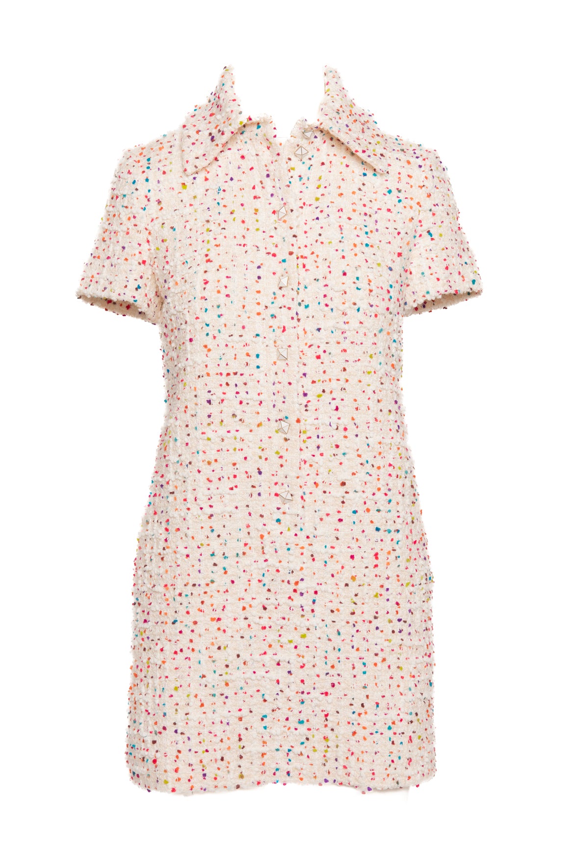 VALENTINO Cream/Rainbow Tweed Dress (Sz. XS)