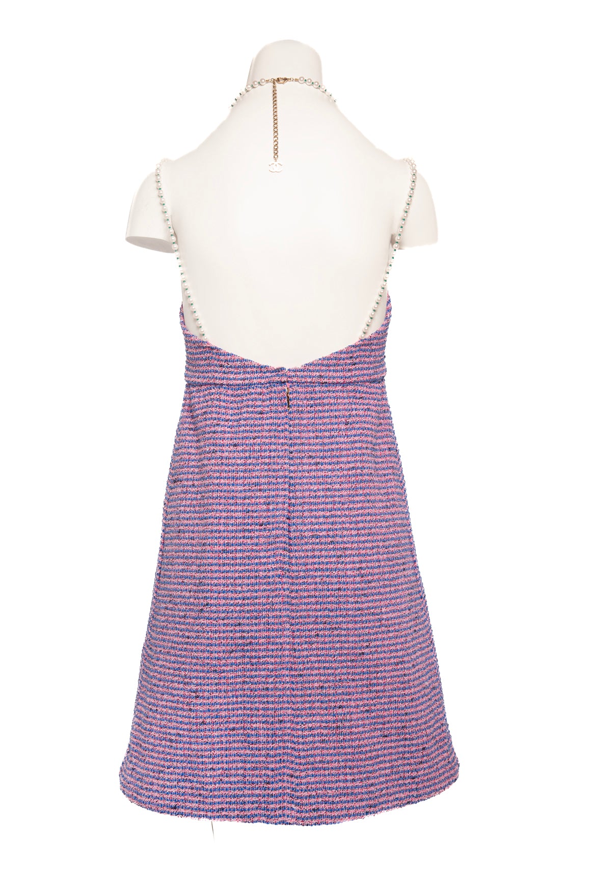 CHANEL Pink and Blue Pearl Straps Dress
