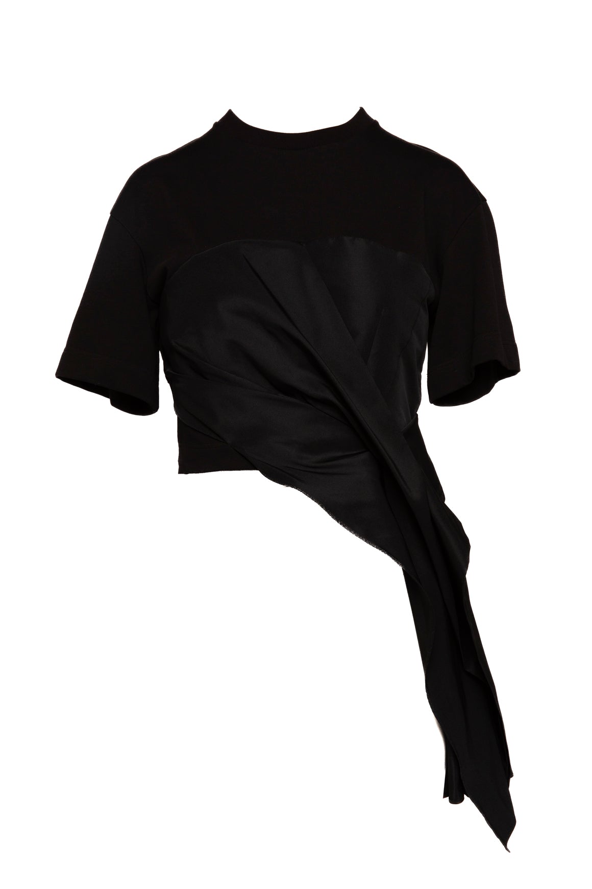 ALEXANDER MCQUEEN Black Sash Cropped Tee (Sz. S)