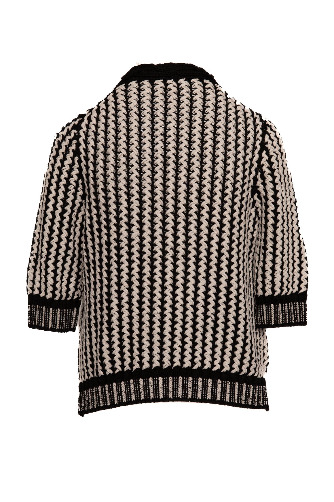 CHANEL Black & White Mid Sleeve Cardigan (Sz. XS)