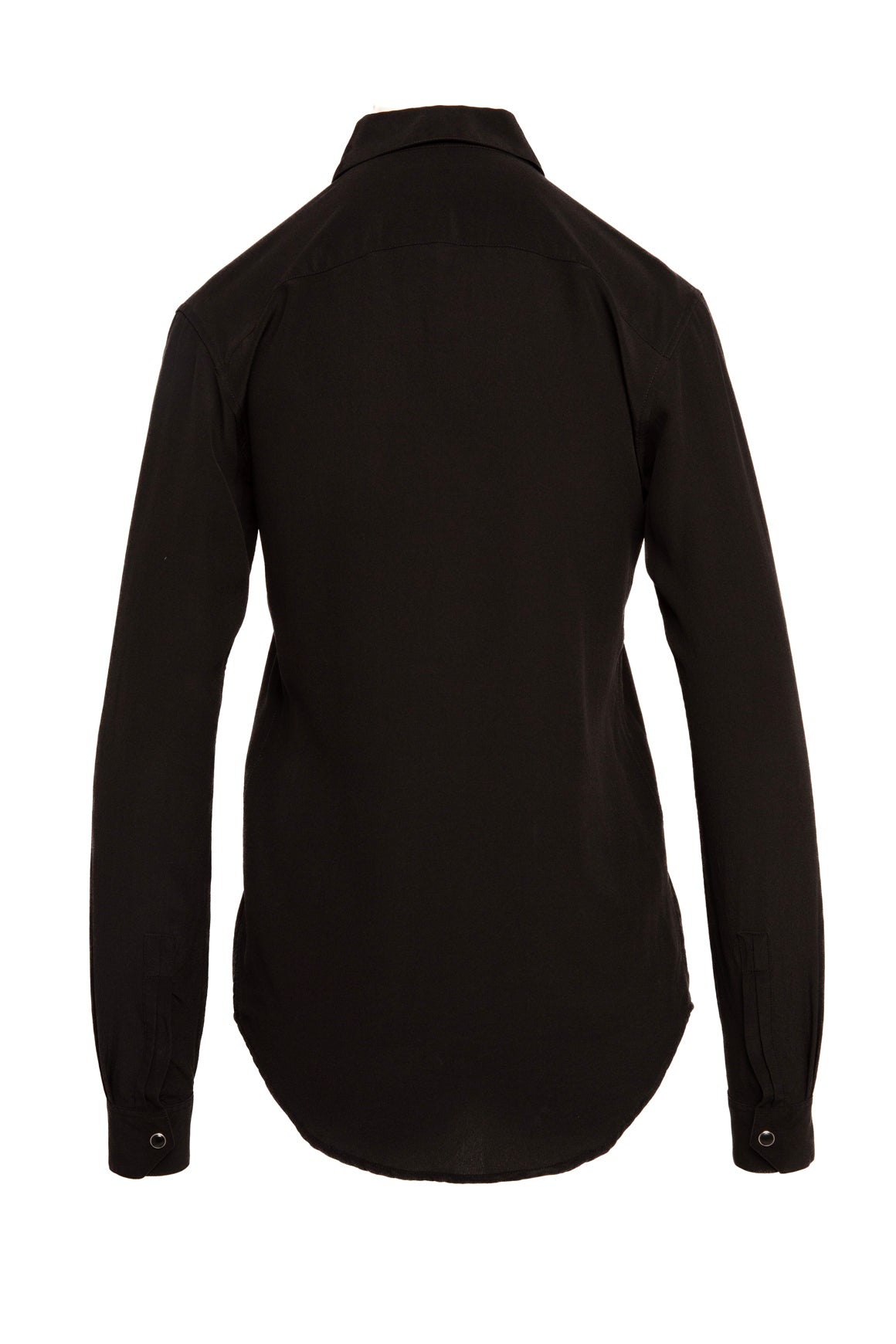 SAINT LAURENT Black Silk Pearl Snap Blouse (Sz. XS)