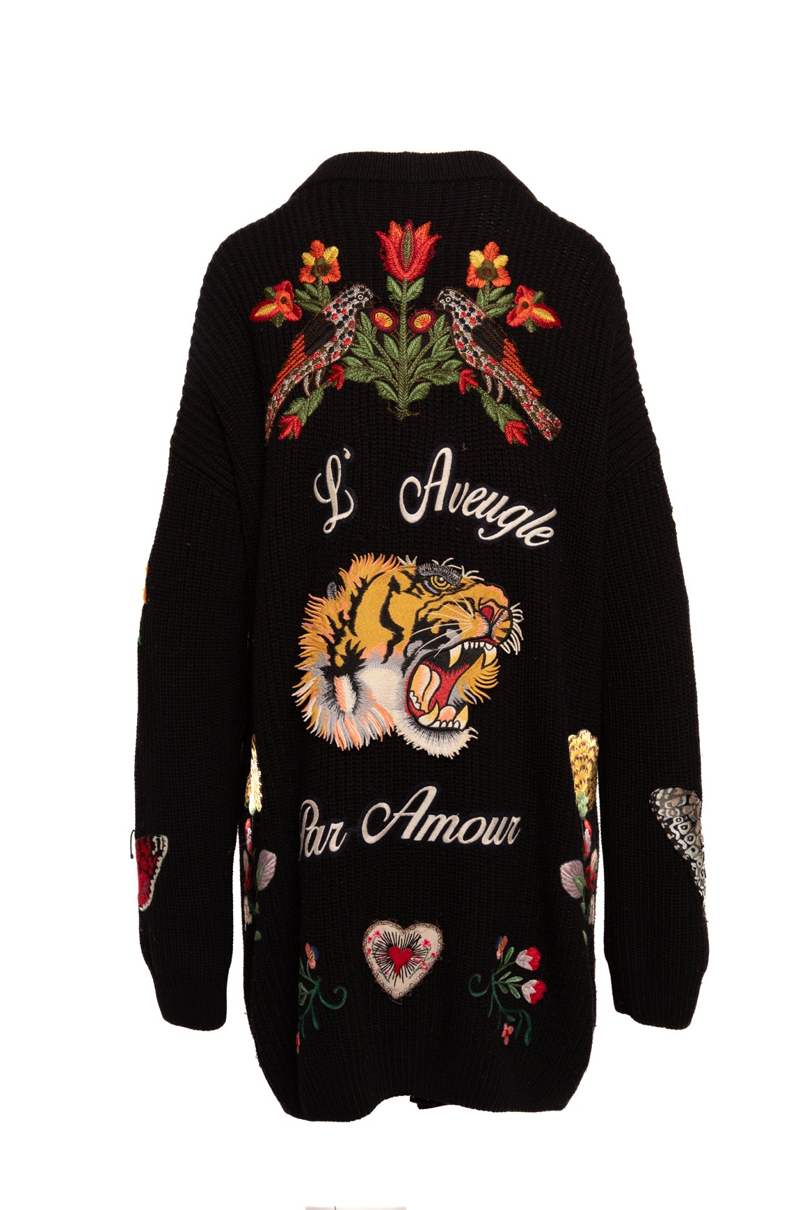 GUCCI Black Oversized Cardigan W/ Embroidery (Sz. L)