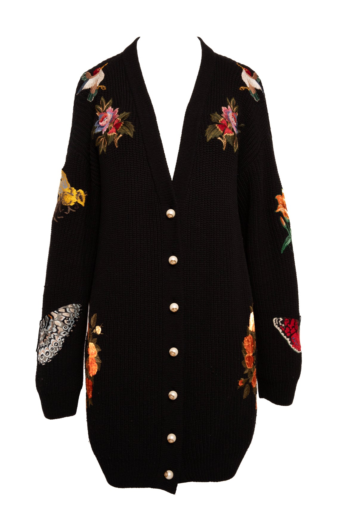 GUCCI Black Oversized Cardigan W/ Embroidery (Sz. L)
