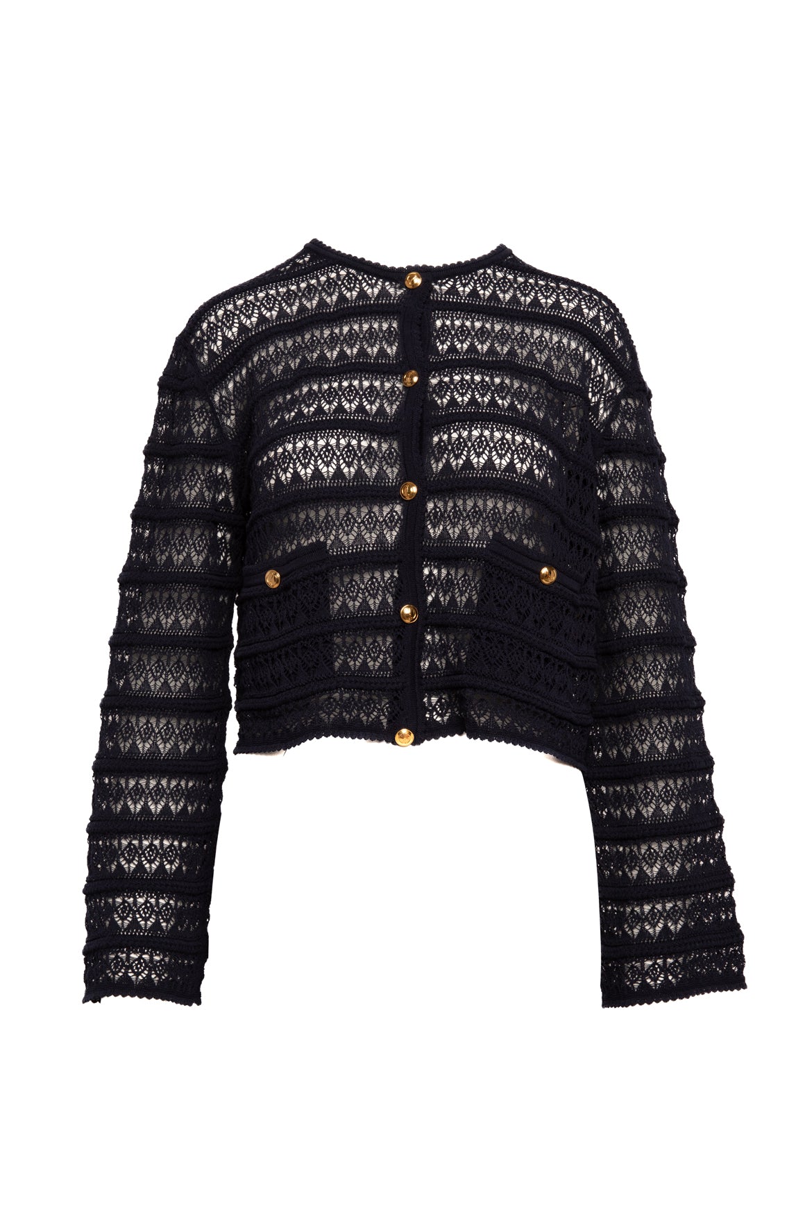 GUCCI Navy Open Knit Crop Cardigan (Sz. M)