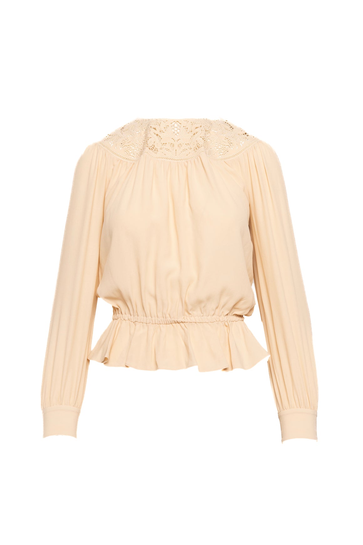 CELINE Beige Crochet Detail Blouse (Sz. XS)