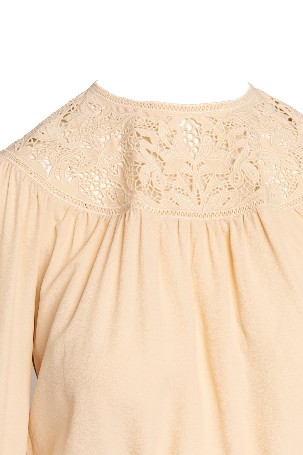 CELINE Beige Crochet Detail Blouse (Sz. XS)