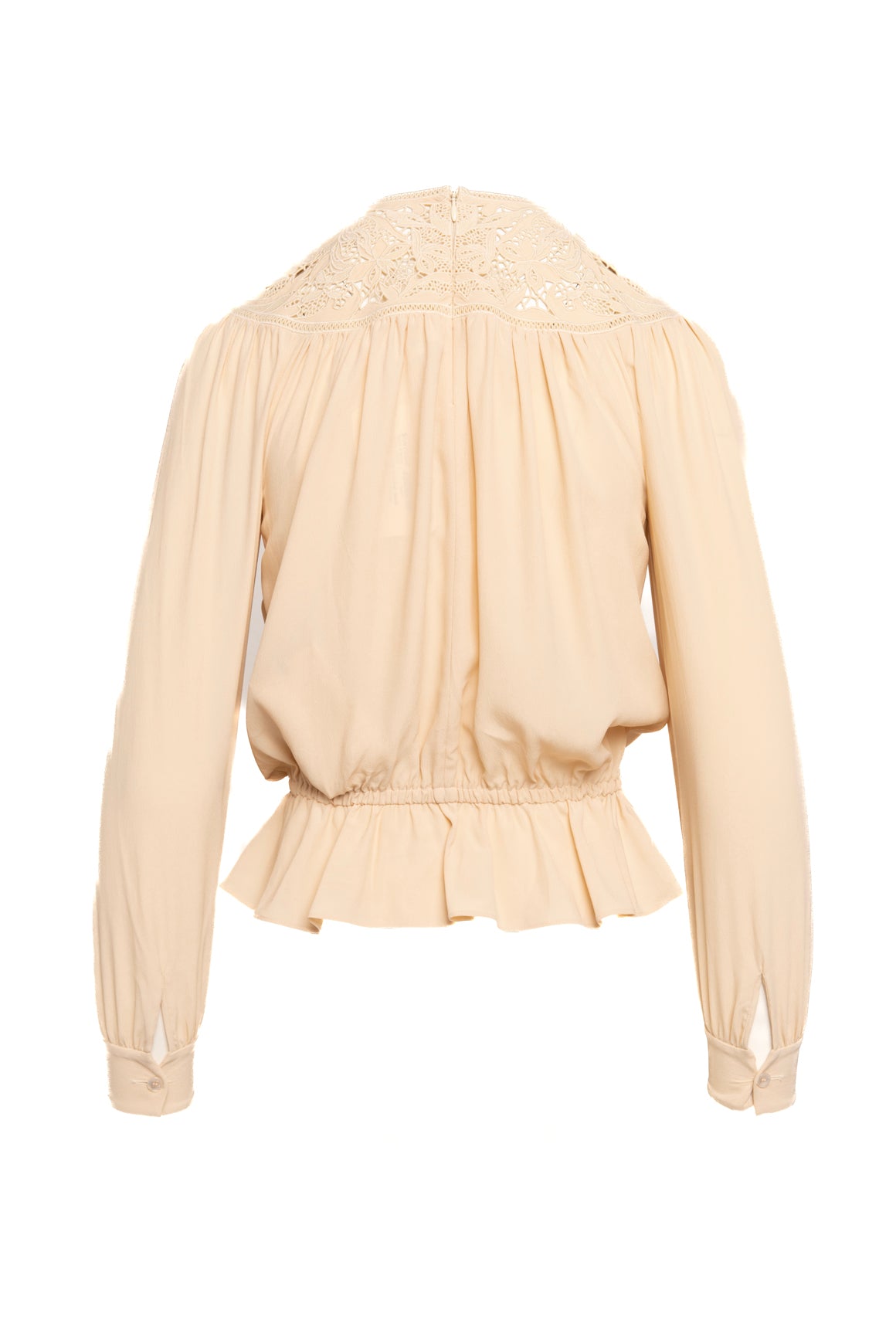 CELINE Beige Crochet Detail Blouse (Sz. XS)
